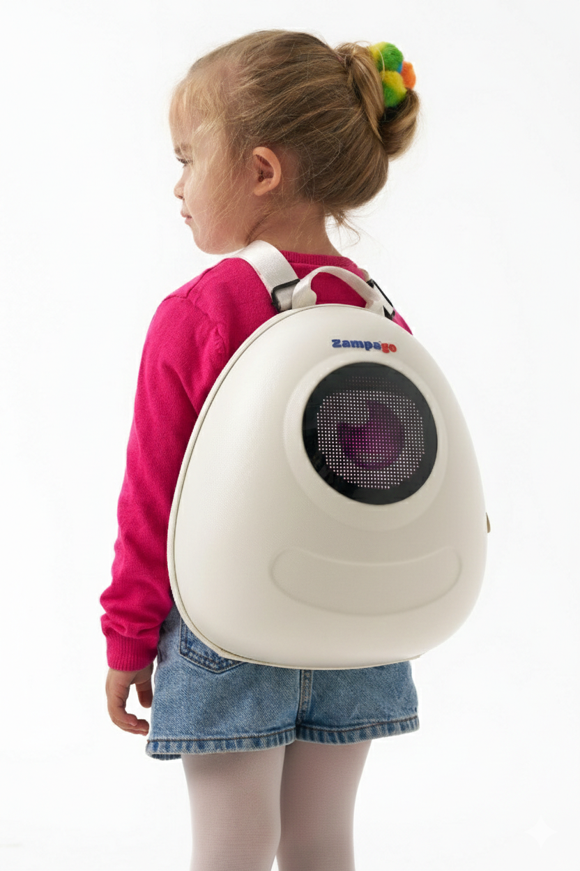 Zampago Big Eye Led Işıklı Çocuk Sırt Çantası Beyaz