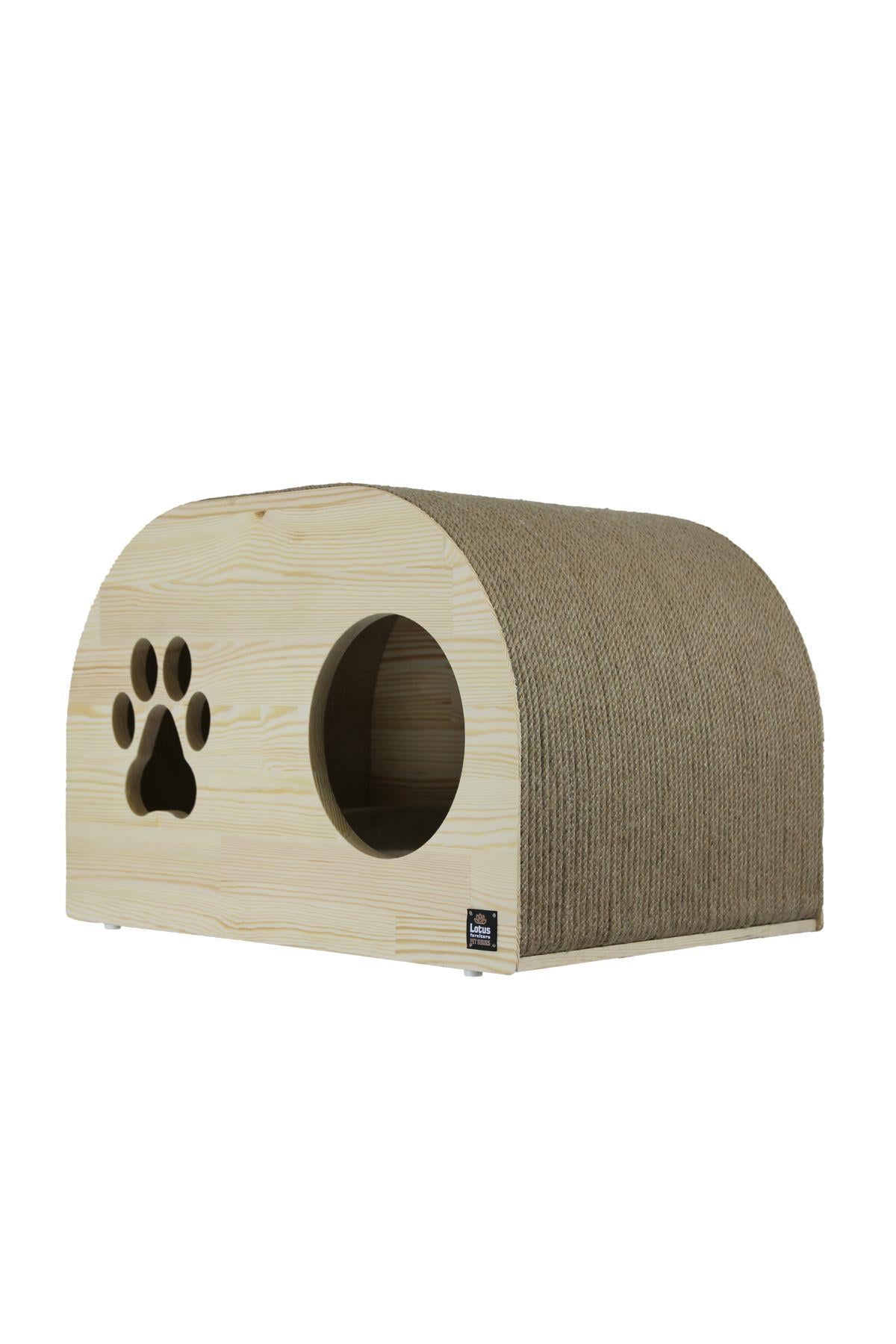 Lotus Pet Design Torino Tırmalamalı Kedi Evi Naturel