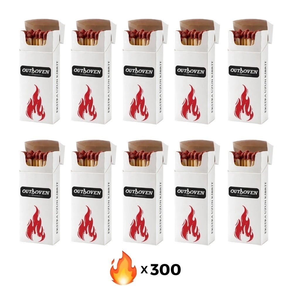 Outdoven Kındle– Uzun Yanışlı Güvenli Çıra Kibrit (30'lu) x 10 Paket