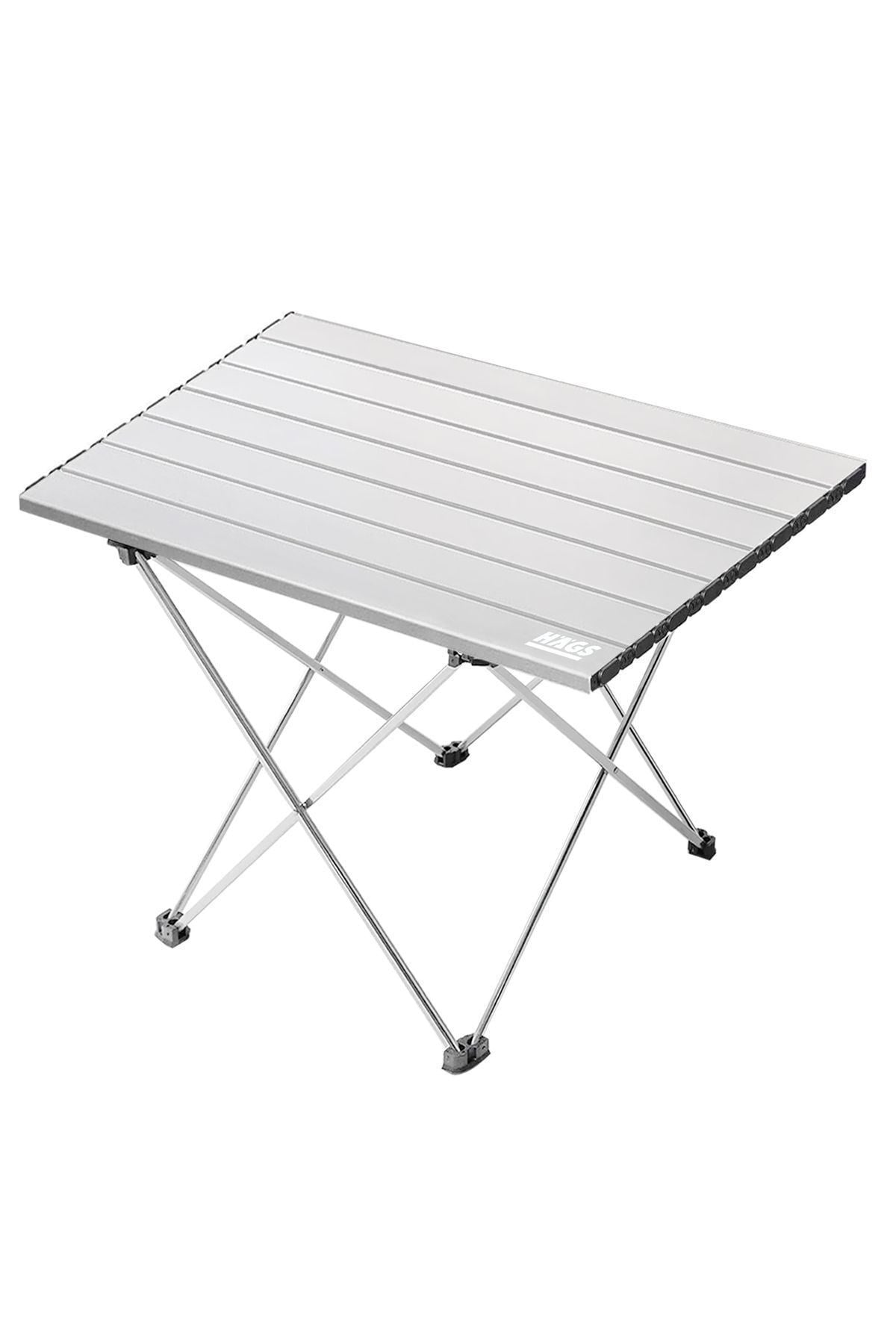 HAEGS Full Alüminyum Katlanır Kamp Masası, Piknik, BBQ, Balıkçılık, Doğa Aktiviteleri, Plaj için Kolay Taşınabilir Kompakt Outdoor Ultra Hafif Kamp Masası Büyük Boy - Gümüş