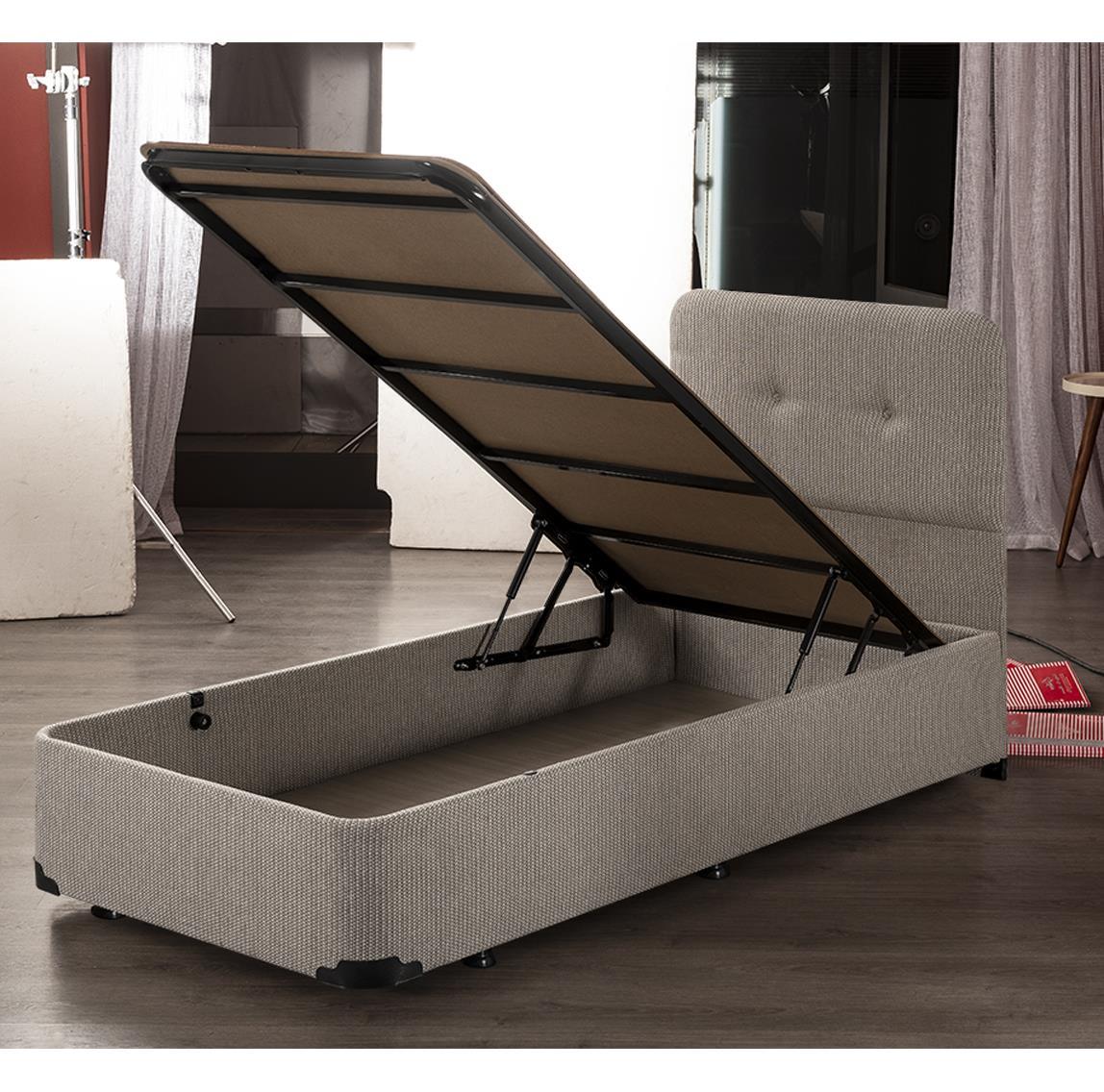 Niron Baza 90x190 cm Tek Kişilik Sandıklı Klasik Kumaş Baza