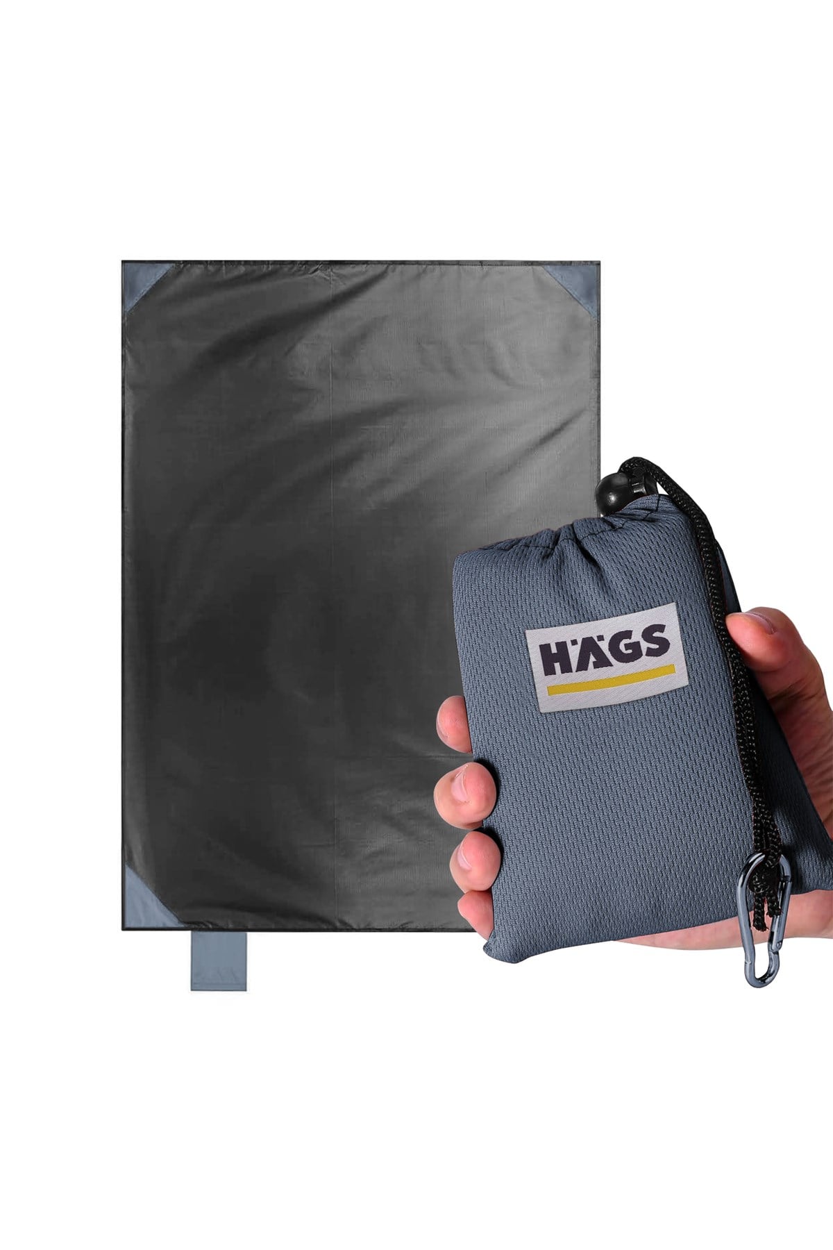 Haegs Cep Yer Örtüsü, Piknik Örtüsü Kamp Matı, Plaj Yer Örtüsü, Su Geçirmez, Kum Tutmaz, Hızlı Kurur, Hafif, Katlanabilir İnce Zemin Örtüsü Outdoor Açık Hava Kamp Yürüyüş Seyahat için - El Askılı - 180-150cm - Gri