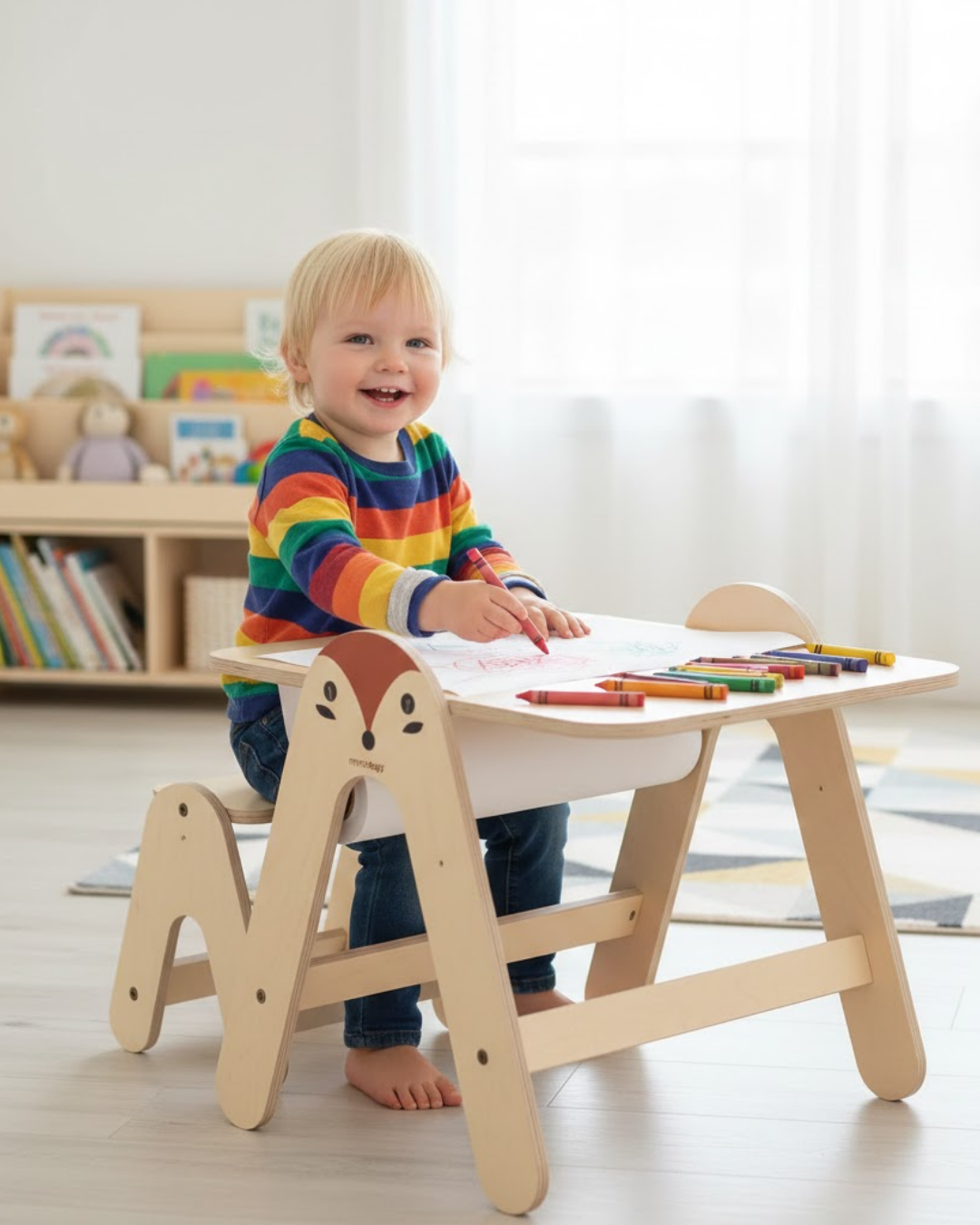 Mamatoyz 01Mf Massam Tilki Figürlü Ahşap Aktivite Masası