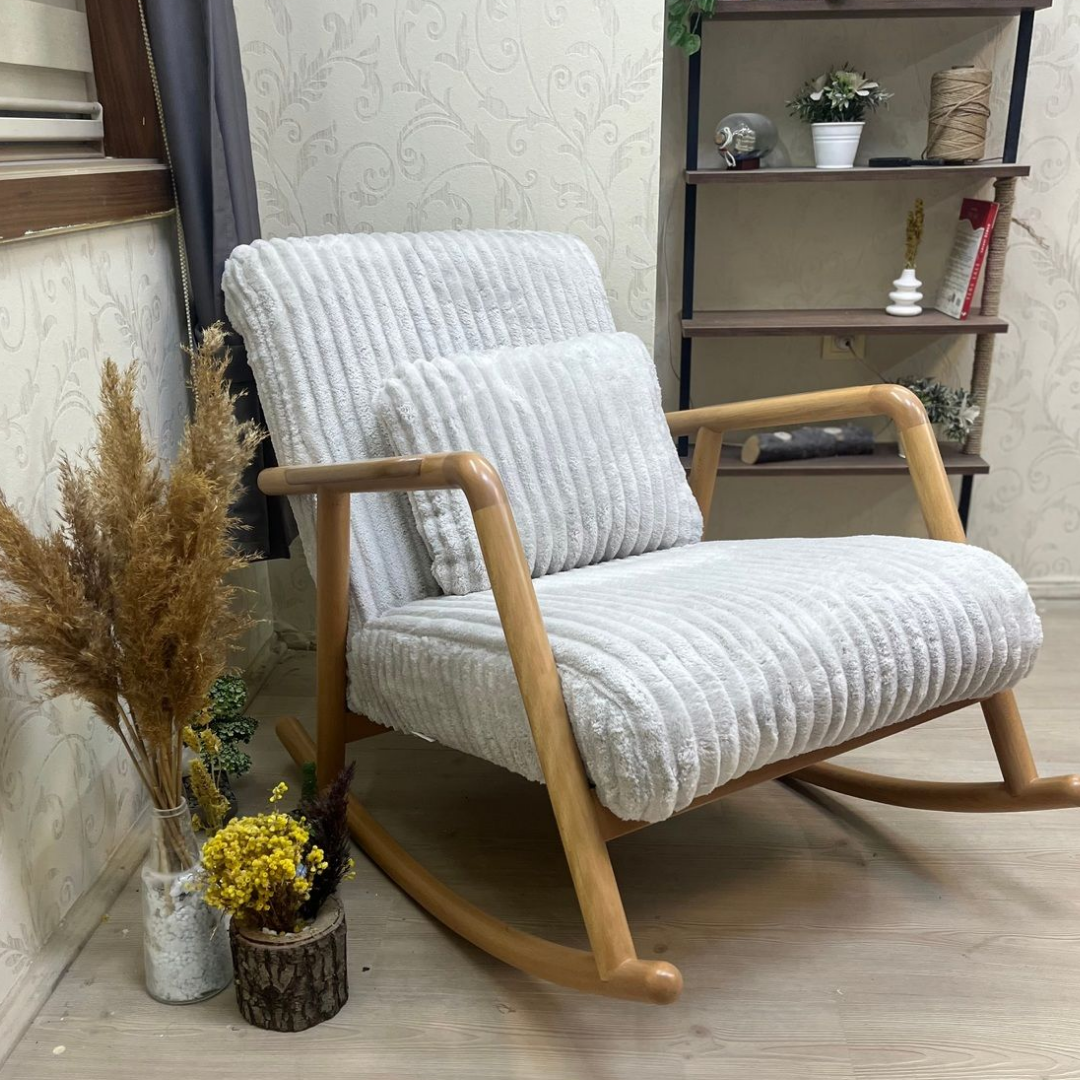 Asedia Minito Naturel Krem Sallanan Sandalye Dinlenme Koltuğu
