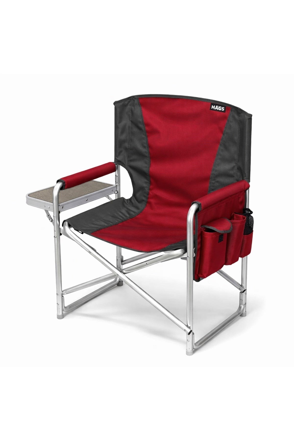 Haegs Alüminyum Kamp Sandalyesi, Hafif Taşınabilir Katlanır Yönetmen Sandalyesi, Yan Sehpa ve Çıkarılabilir Yan Cep ile Açık Hava Kampı, Çim, Piknik, Bahçe, Teras, Balkon - Kırmızı