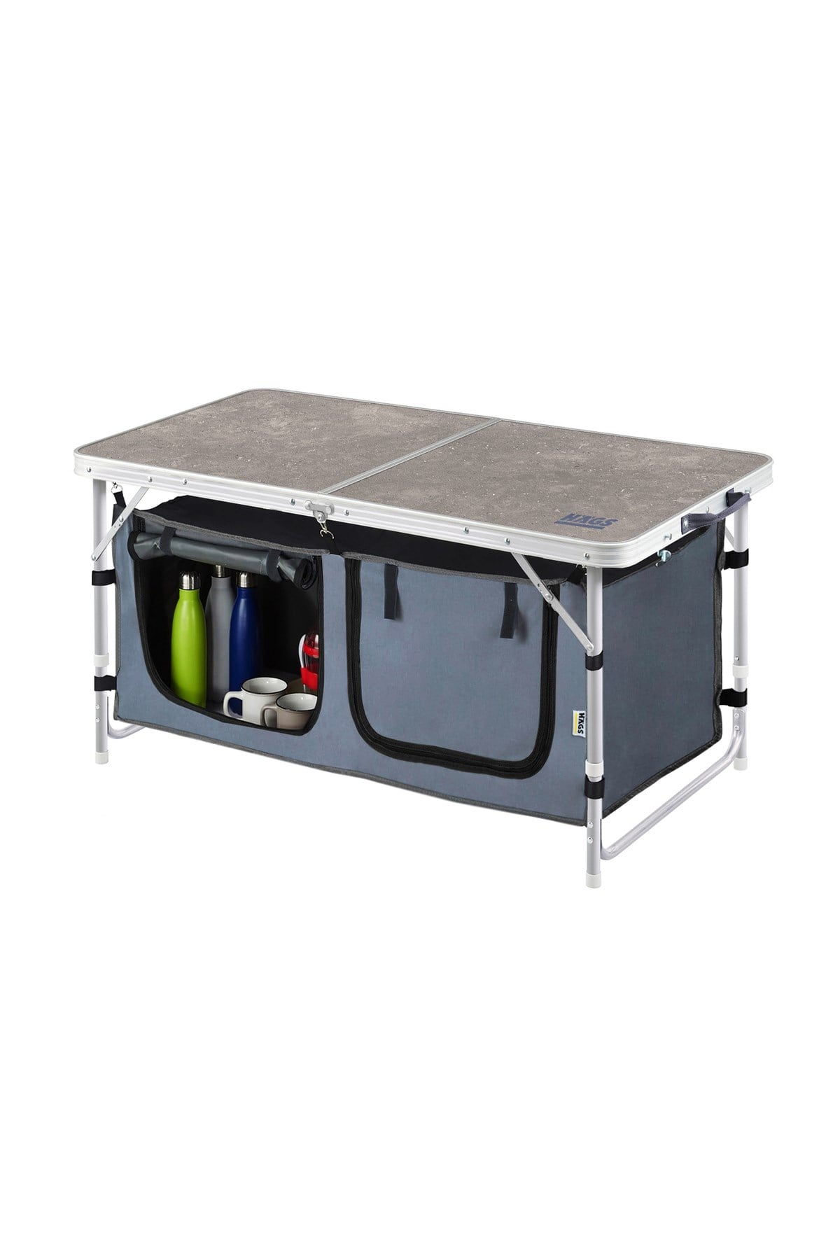 Haegs Saklama Dolaplı Kamp Masası, Outdoor Kamp Mutfağı, Kamp Dolabı, Katlanabilir Kamp Piknik Masası, Seyahat Mutfağı, Mutfak Dolabı, Depolama bölmeli, Dış Mekan Mutfağı 90x50cm - Mermer Desenli