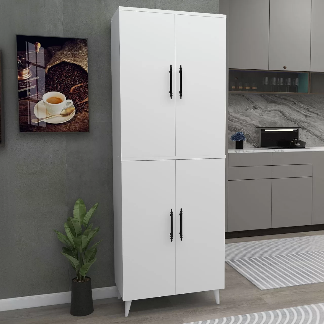 Enda Home 6 Raflı 4 Kapaklı Çok Amaçlı Dolap Beyaz