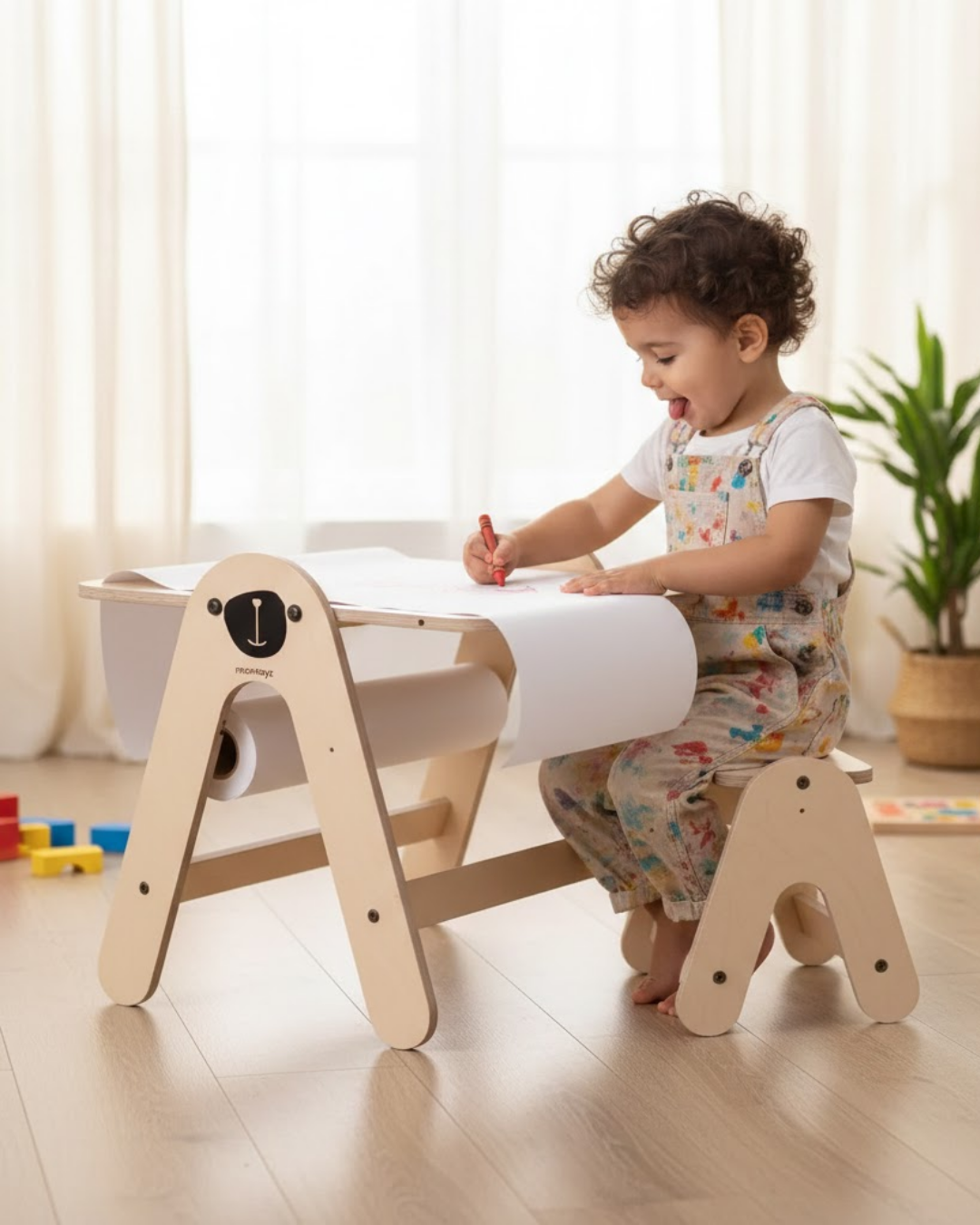 Mamatoyz Ayı Figürlü Ahşap Aktivite Masası