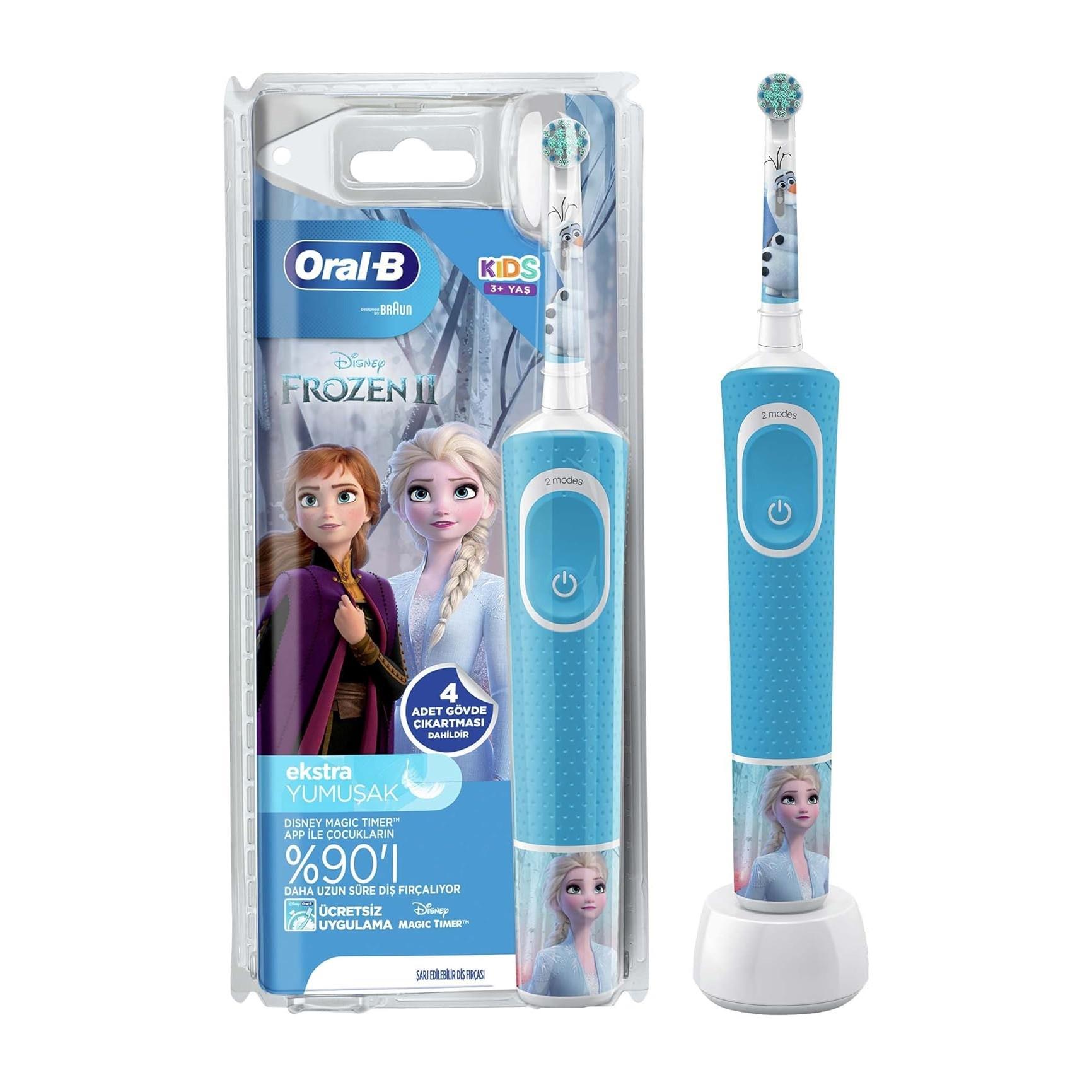 Oral-B Çocuklar İçin Şarj Edilebilir Diş Fırçası D100 Frozen Özel Seri -  Sağlıklı Diş Bakımı için Frozen Temalı Şarj Edilebilir Diş Fırças