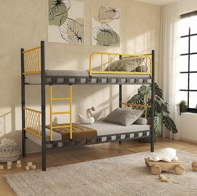 Reyo  Metis Genç Çocuk Yatak Odası Metal Ranza ve Karyola 90x190 Sarı