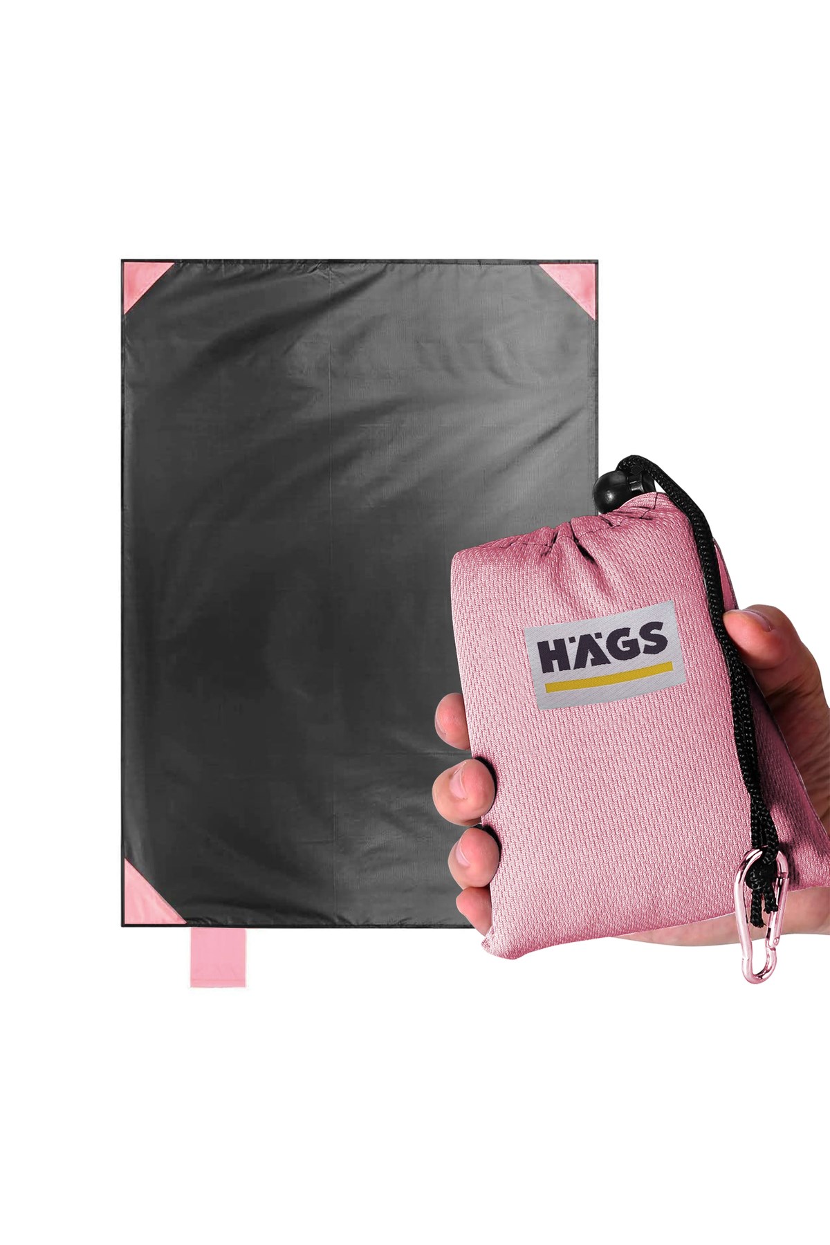 Haegs Cep Yer Örtüsü, Piknik Örtüsü Kamp Matı, Plaj Yer Örtüsü, Su Geçirmez, Kum Tutmaz, Hızlı Kurur, Hafif, Katlanabilir İnce Zemin Örtüsü Outdoor Açık Hava Kamp Yürüyüş Seyahat için - El Askılı - 180-150cm - Pembe