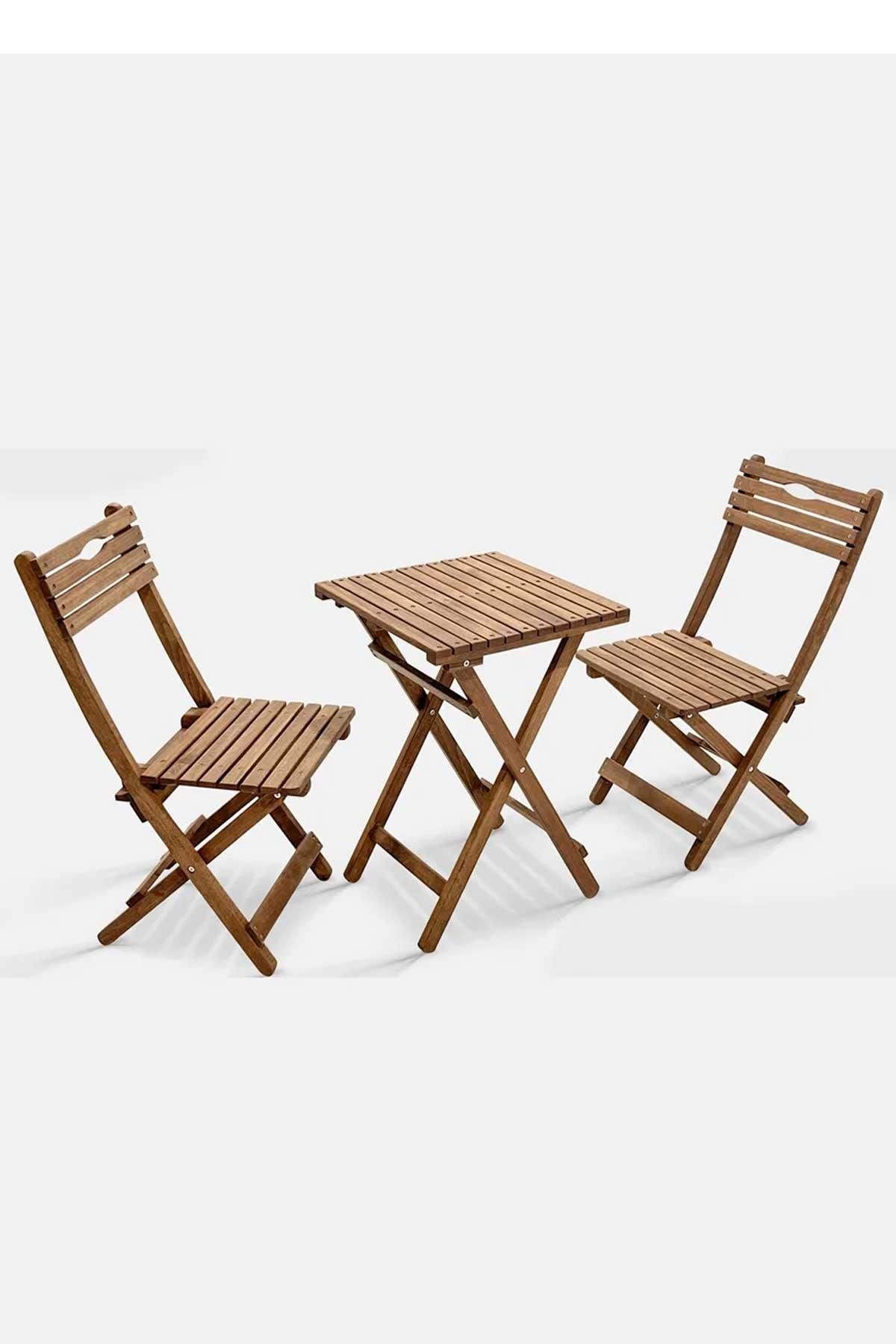 Reyo Rio Bistro Set 2+1 Katlanabilir Masa Sandalye Takımı Ceviz