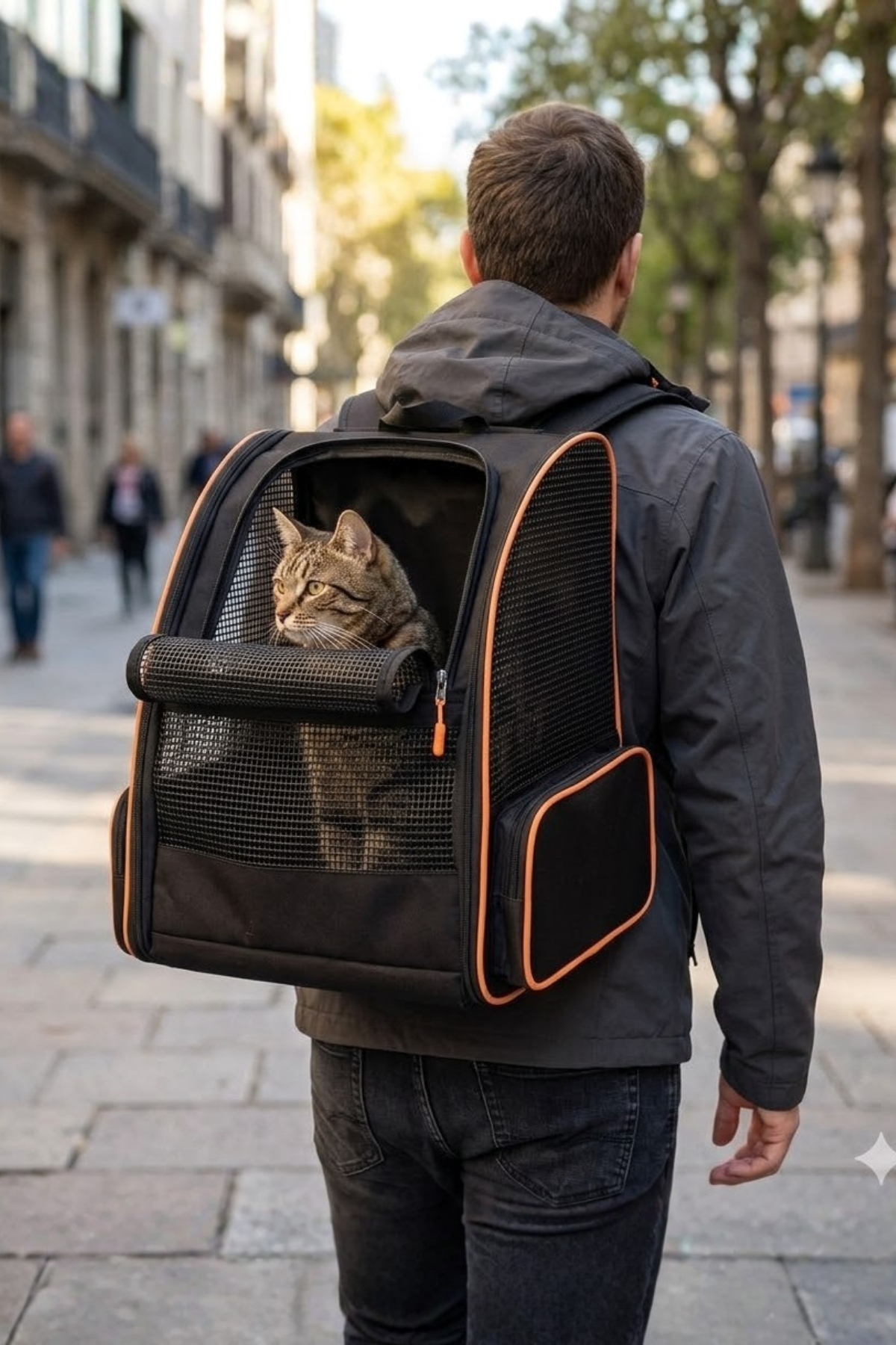 Reyo Brave Paws Plastik Fileli Piramit Model Yıkanabilir Kedi ve Köpek Çantası Siyah