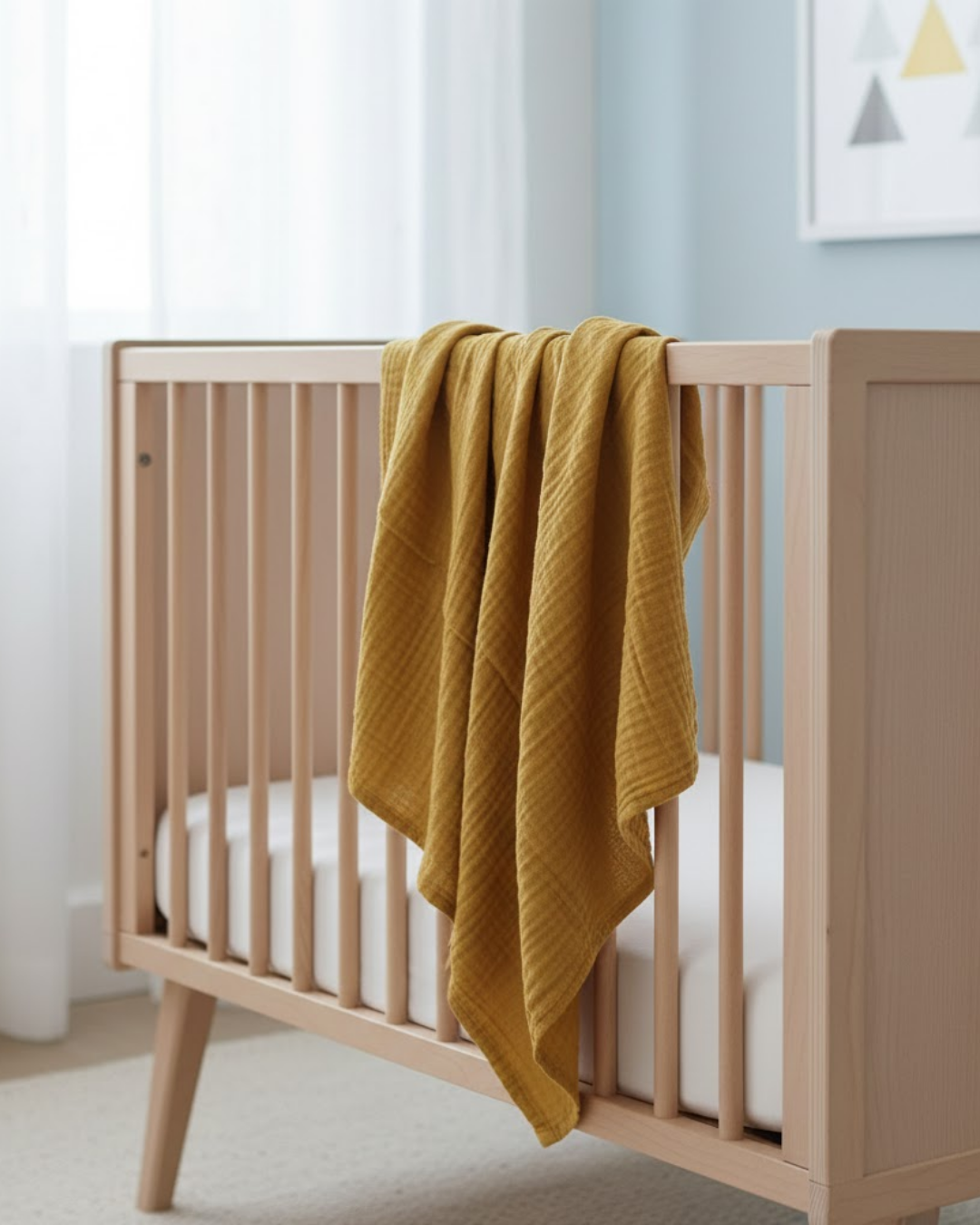 Reyo Beberotti Müslin Tekli Örtü Hardal Sarı 120 cm