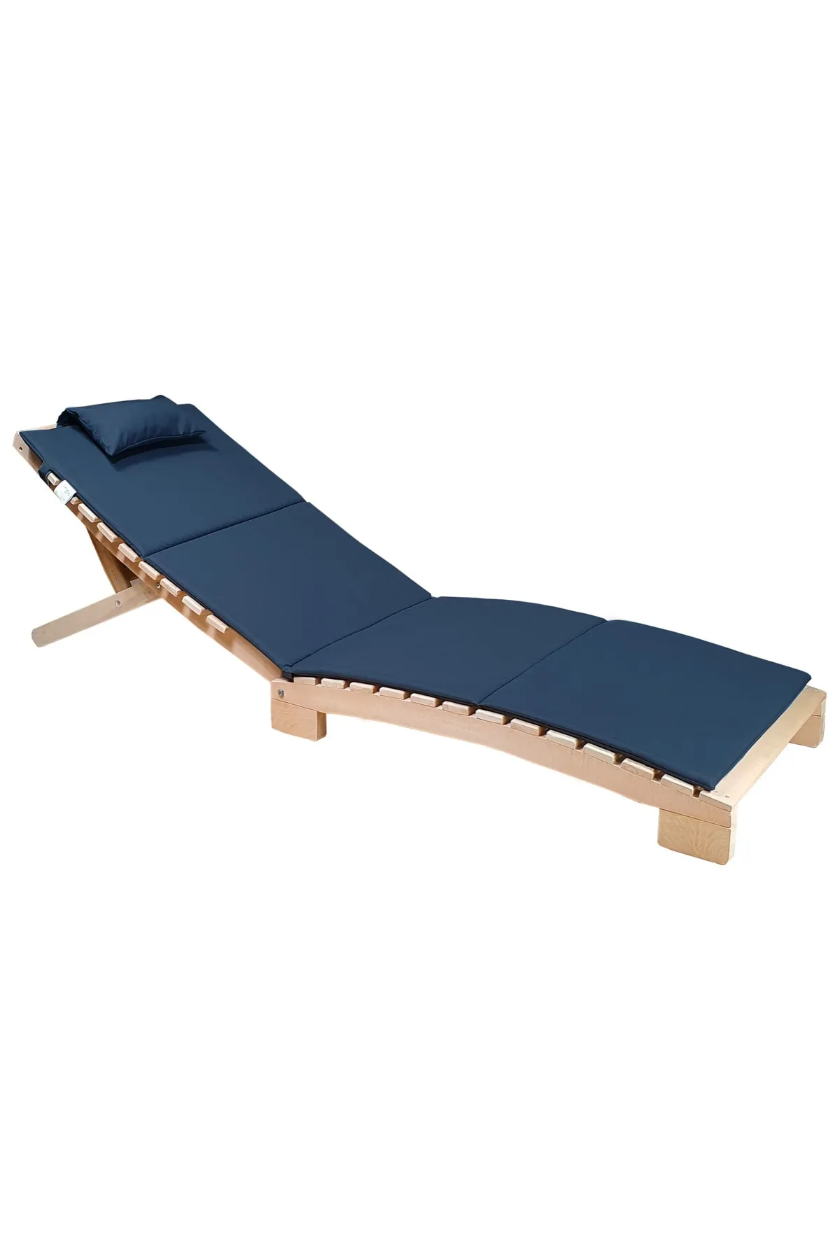 Bysay Ahşap Katlanabilir Yatar Şezlong 3 Kademe Plaj Yatağı Minder Dahil Naturel-Antrasit