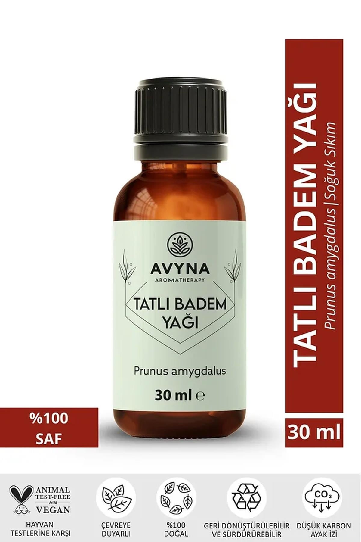 Avyna Tatlı Badem Yağı 30 ml Soğuk Sıkım %100 Saf ve Doğal