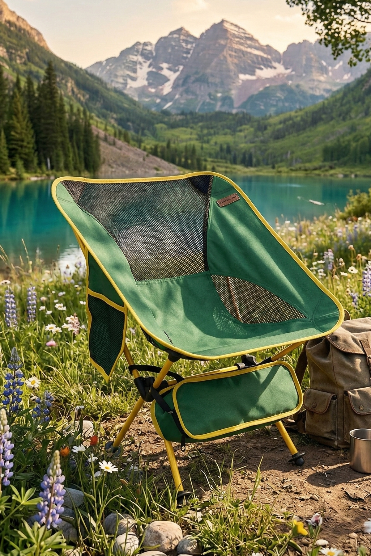 Madfox FoldMesh Mini Kompakt Katlanır Kamp Sandalyesi, Piknik Sandalyesi Yeşil