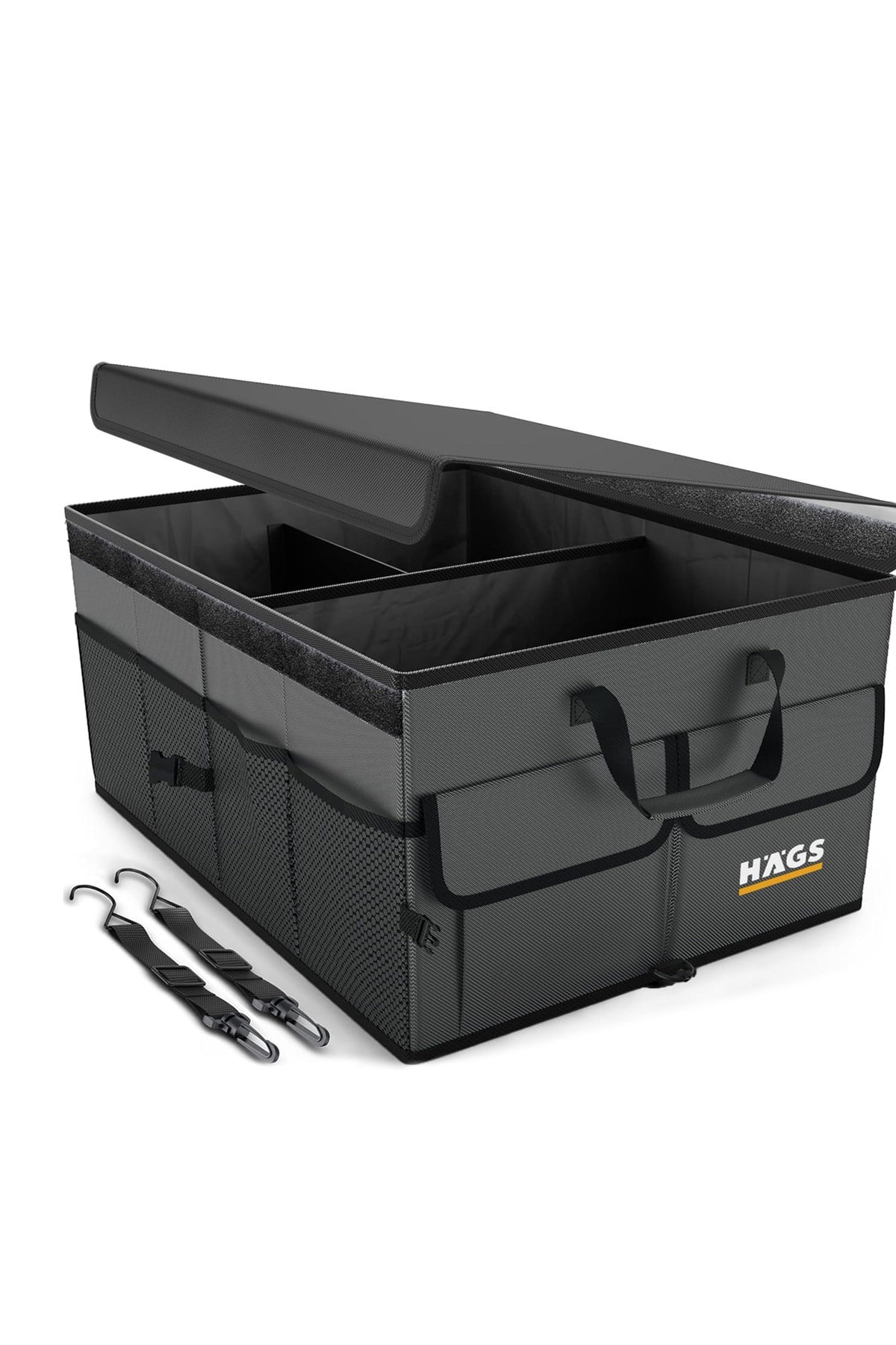 Haegs Araba Bagaj Çantası, Araç içi Düzenleyici Organizer, Katlanabilir Oto Bagaj Düzenleyici, Oto Aksesuarları, Sağlam Araba Alet Eşya Düzenleyici - 65 Lt- Gri