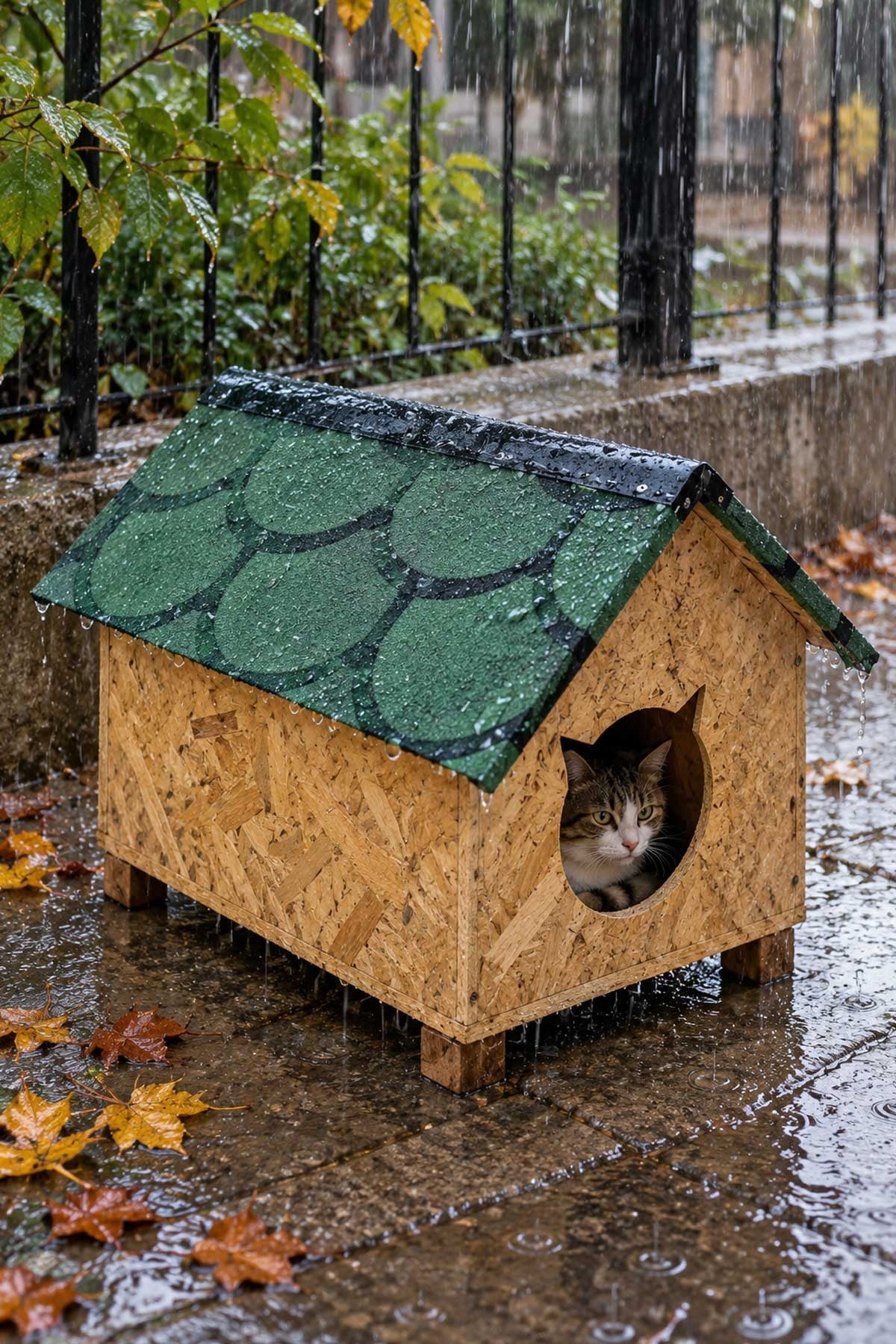 Msay 30x40x50cm Orta Boy Yetişkin Kedi Evi, Sokak Canları için Kedi Barınağı, Yağmur ve Rüzgara Dayanıklı Kedi Yuvası (Demonte Gönderim)