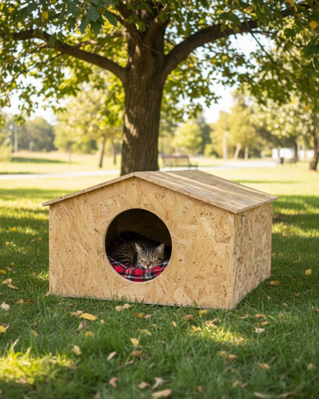 Melada Kedi Evi Dış Ortam Uygun Ahşap Kedi Evi OSB 50x50x35 cm MLD0CAT17