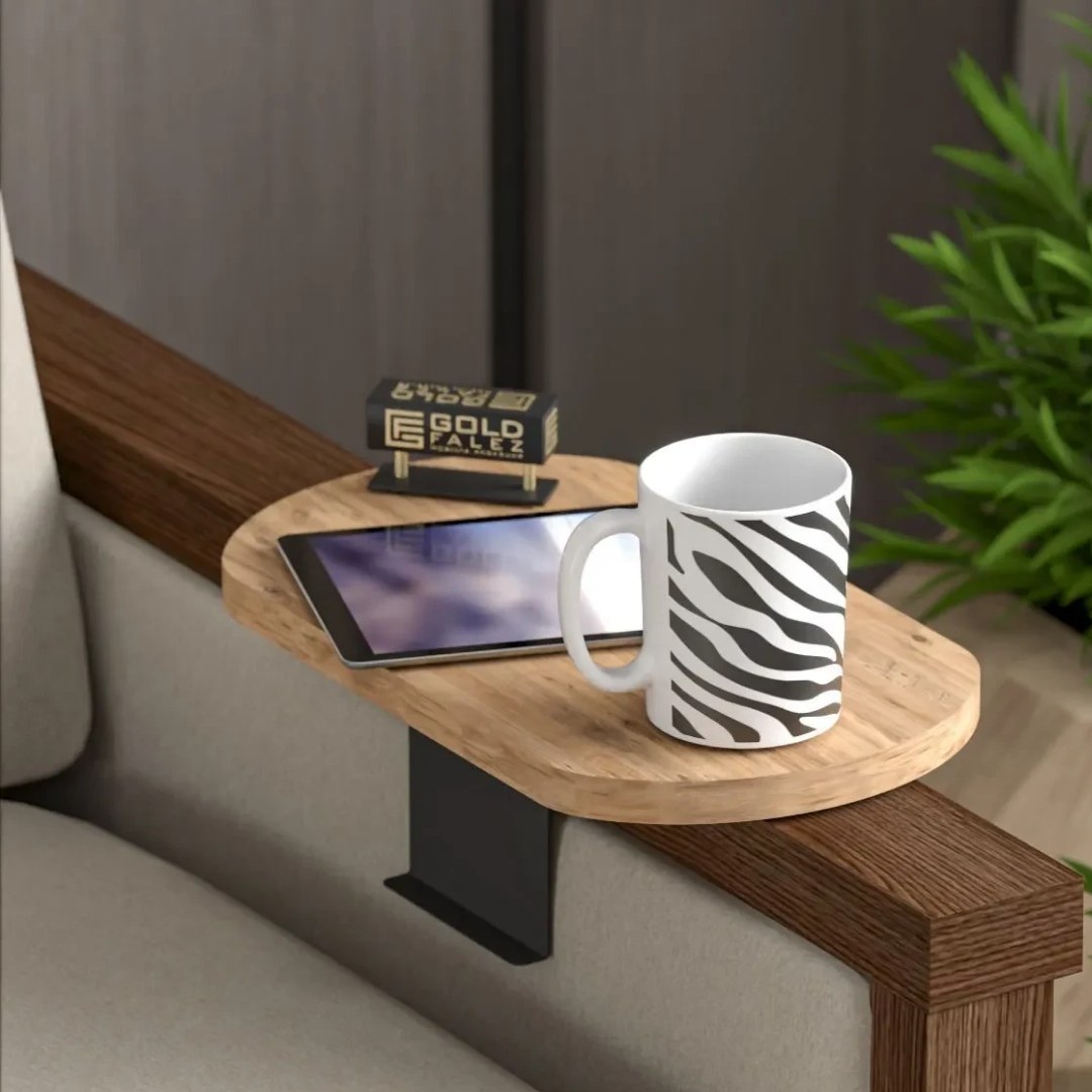 Gold Falez Dekoratif Yan Sehpa Oval Atlantik Çam