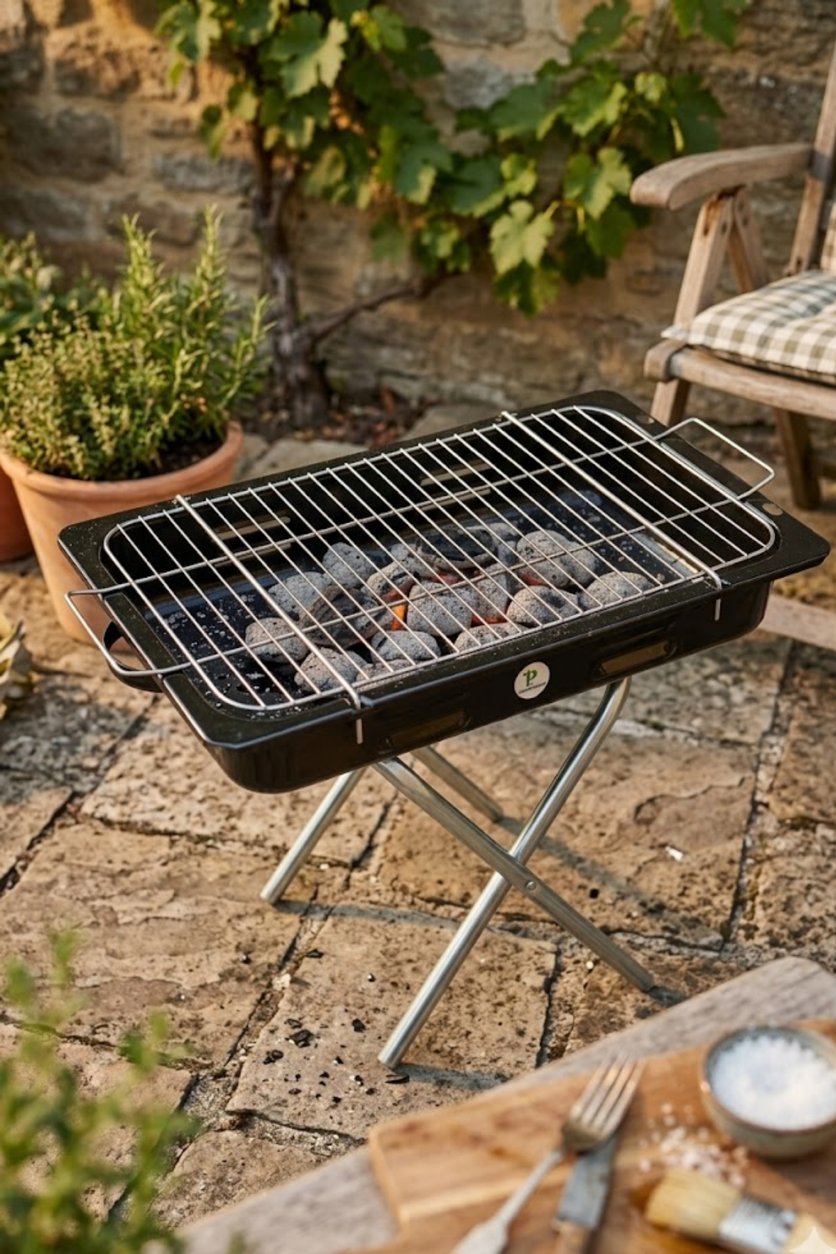 Pratik Outdoor Portatif Katlanır Ayaklı Emaye Çantalı Mangal 44x27 cm
