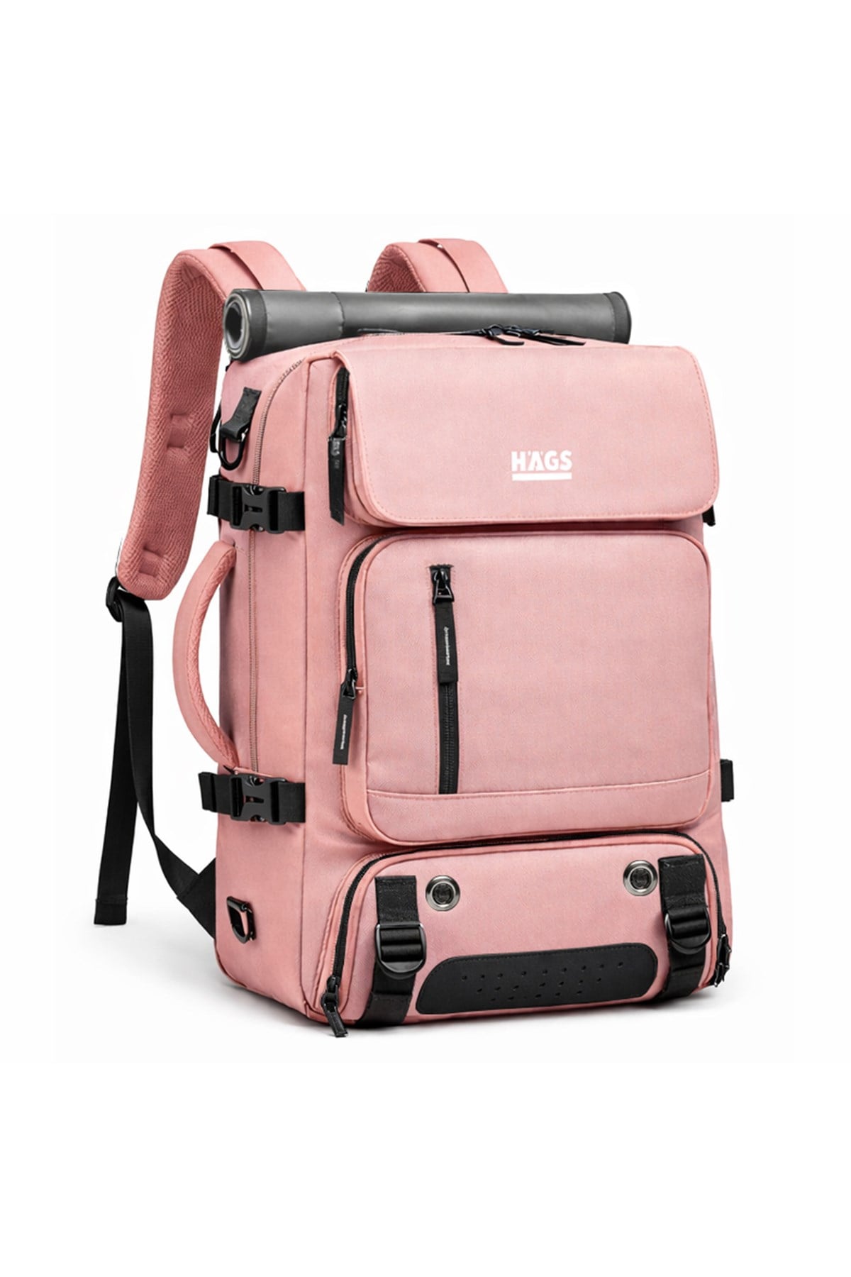 Haegs Seyahat Sırt Çantası, 3in1 Dönüştürülebilir, El Bavulu, Kadınlar ve Erkekler için Uçak Onaylı Ayakkabı Bölmeli, Multi Cepli Organizer Sırt ve El Çantası, Pembe