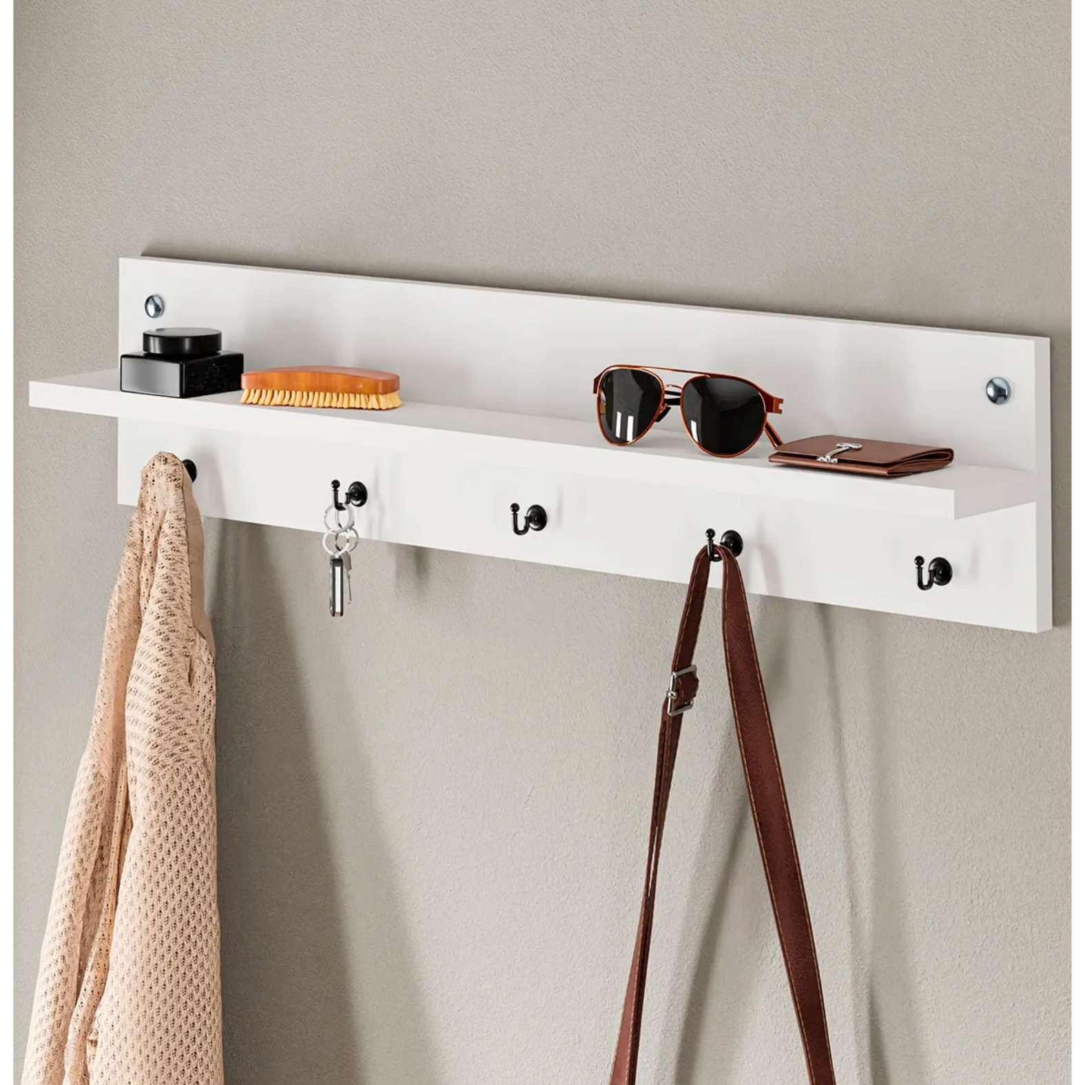 interGO Modern Duvar Askısı Portmanto Askılık Vestiyer Beyaz 