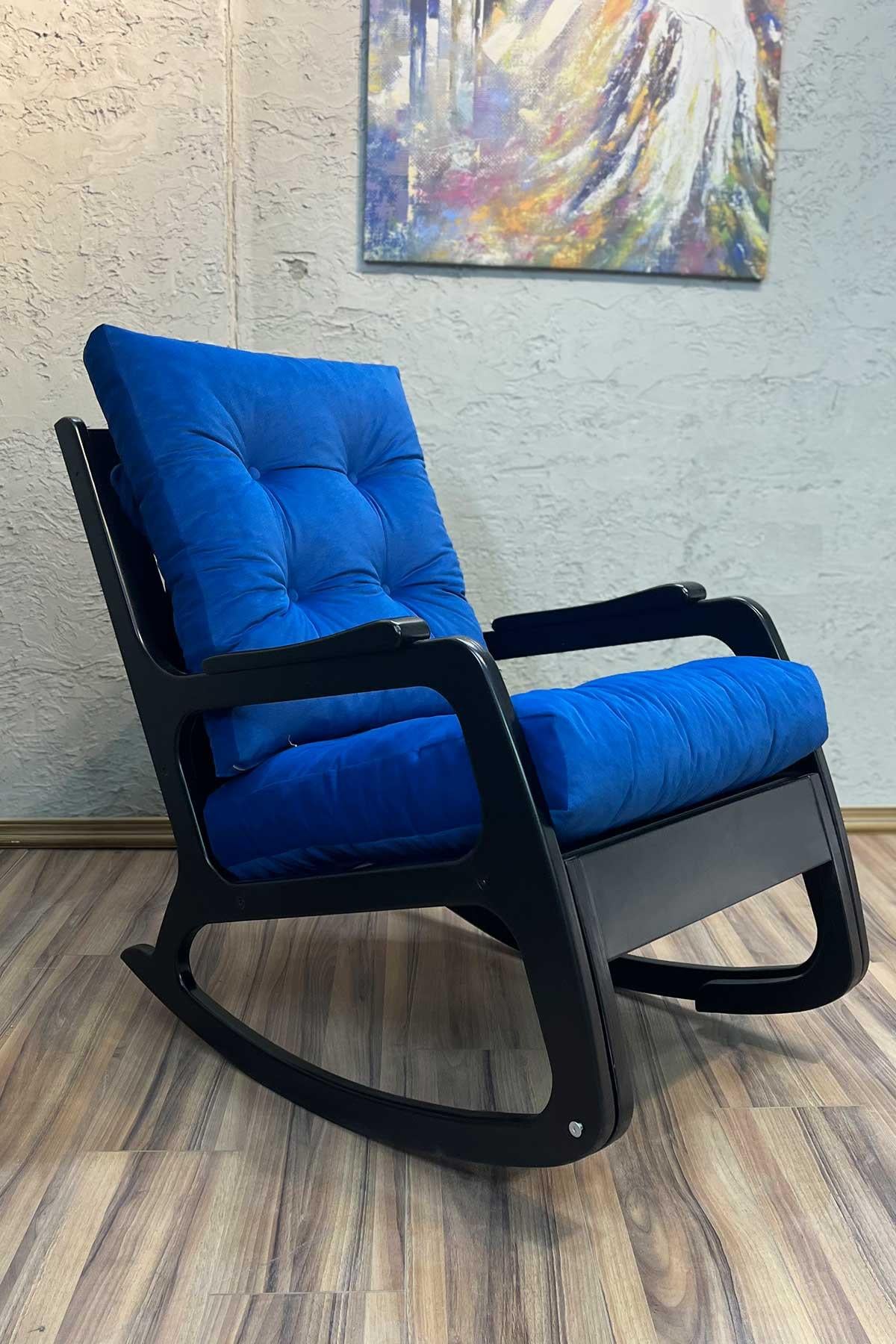 Asedia Kontes Lake Siyah Saks Mavisi Dolgu Minderli Sallanan Sandalye Dinlenme Koltuğu Baba Koltuğu