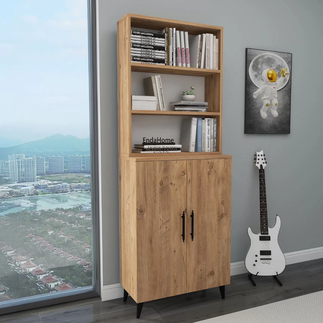 Enda Home Oras 6 Raflı 2 Kapaklı Klasik Kitaplık Atlantik Çam