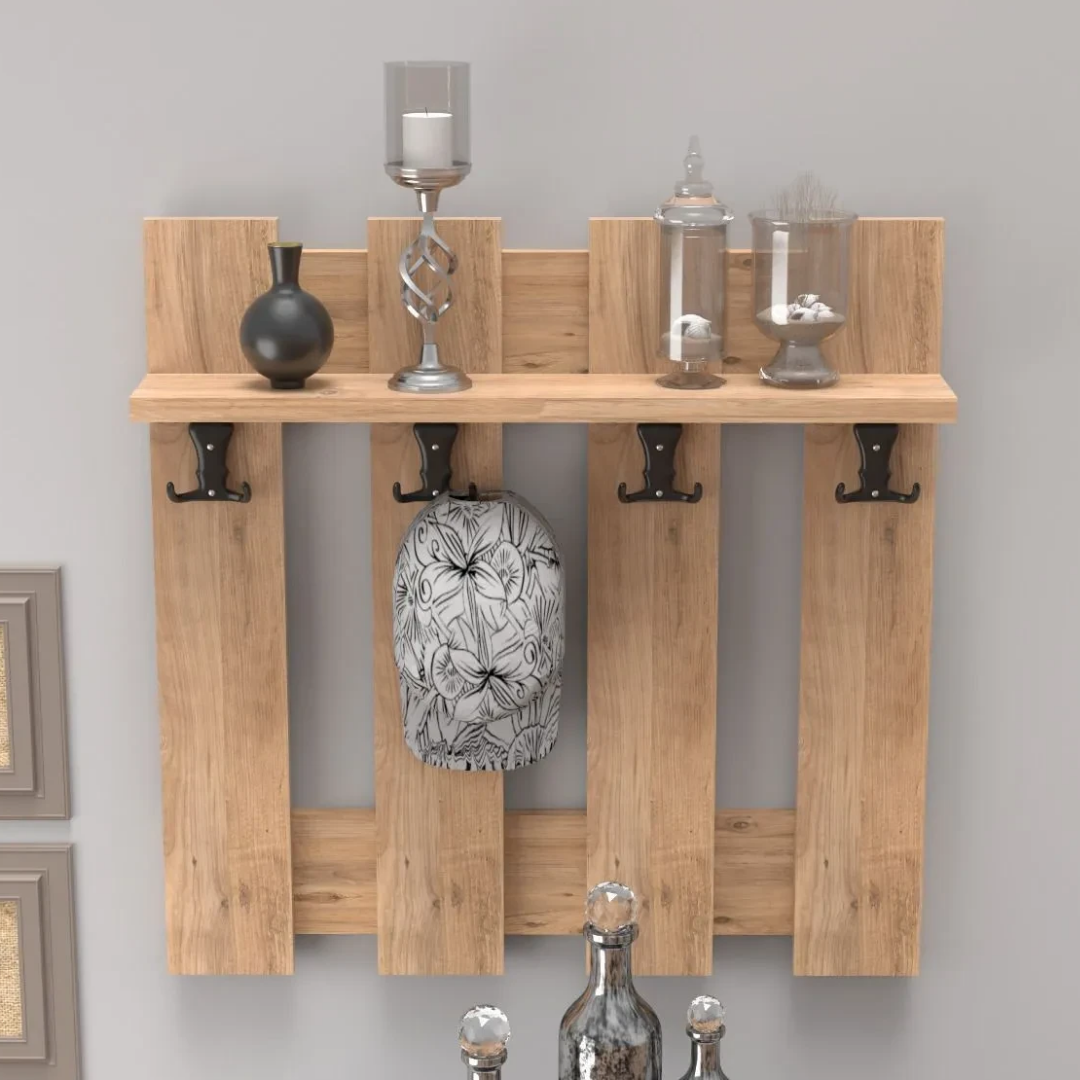 Gold Falez Çit Duvar Askılığı Portmanto Atlantik Çam