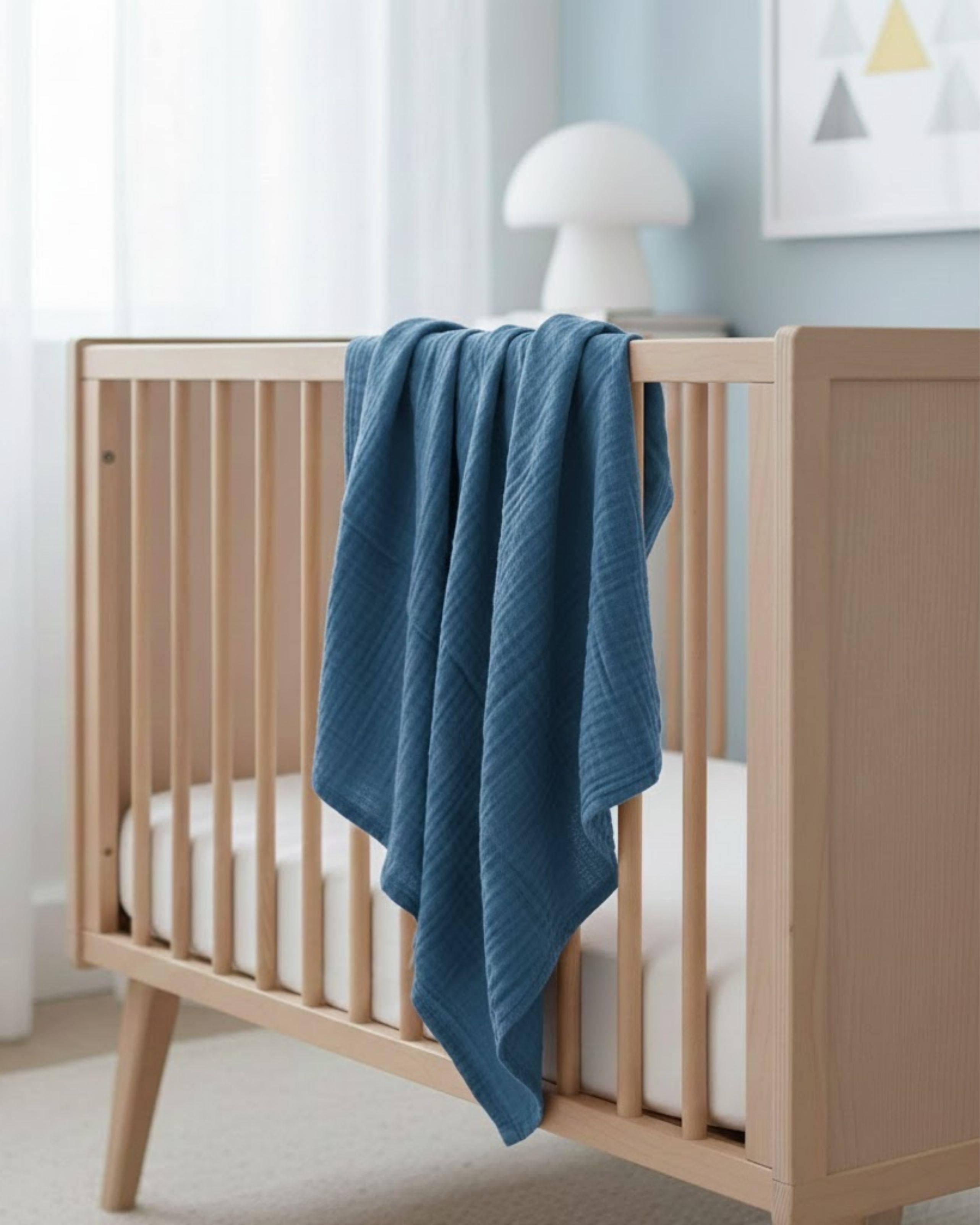 Reyo Beberotti Müslin Tekli Örtü Mavi 120 cm