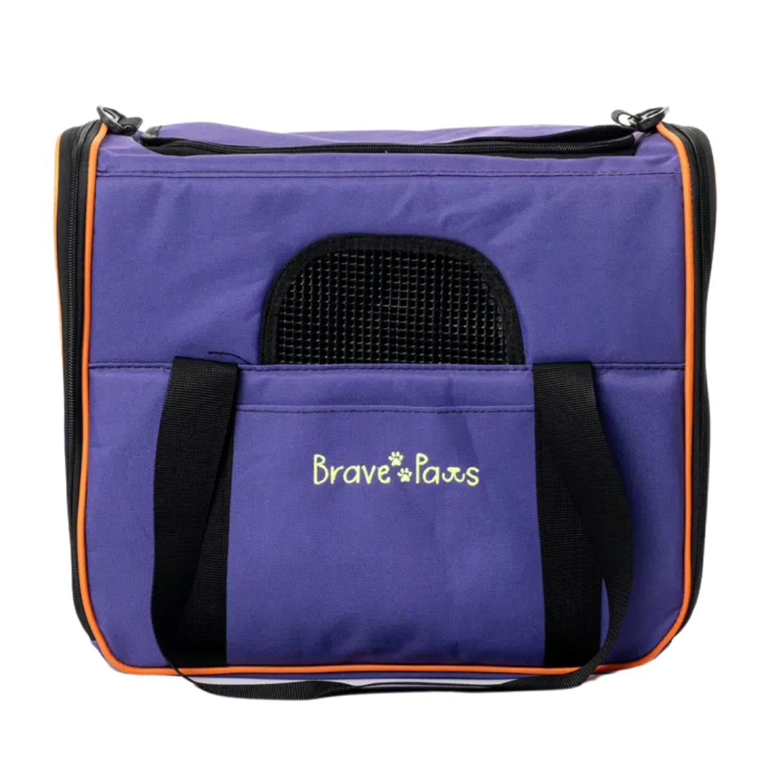 Brave Paws Kare Model Yırtılmaz Plastik Fileli Kedi ve Köpek Taşıma Çantası Mor
