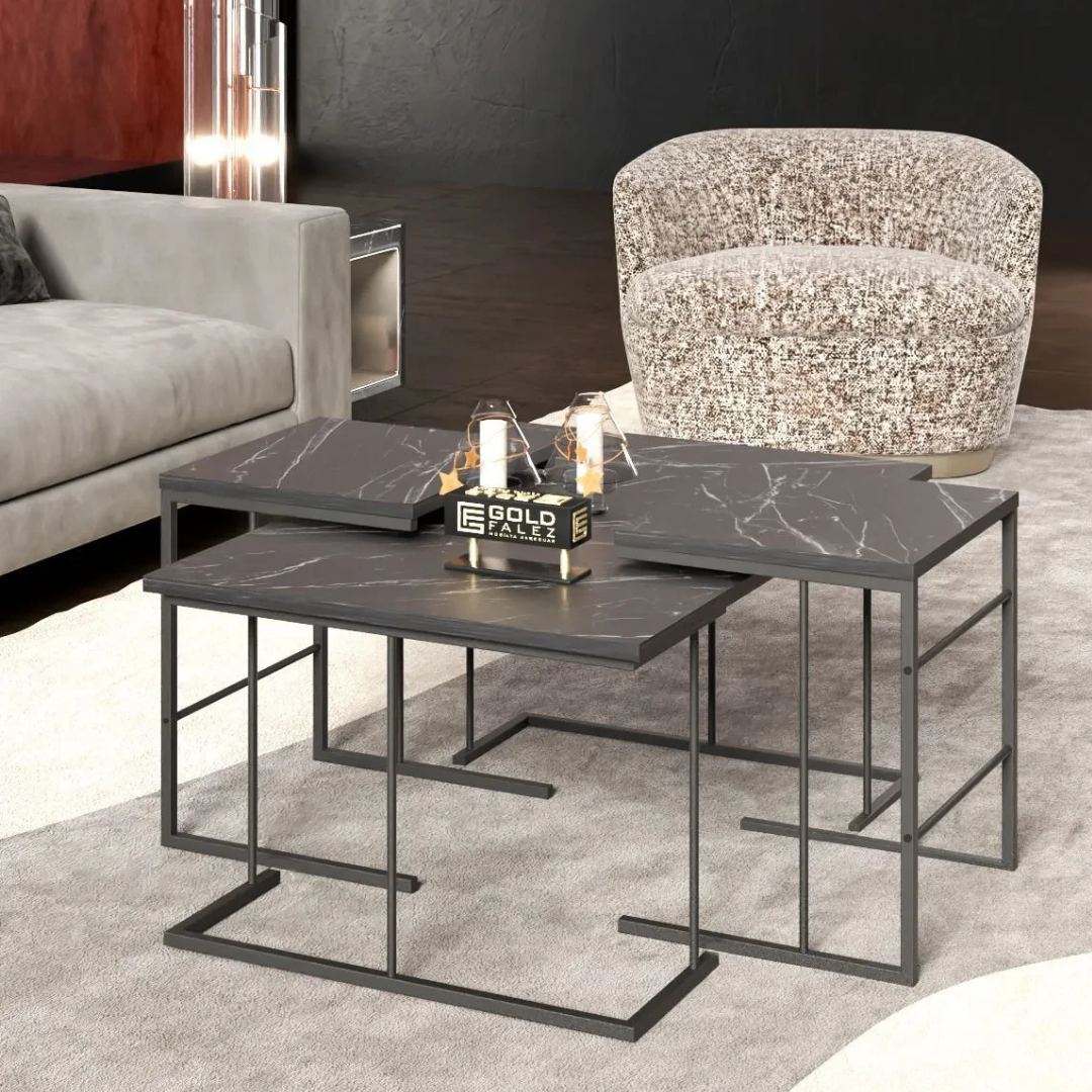 Gold Falez Solo Orta Sehpa Zigon Sehpa Set