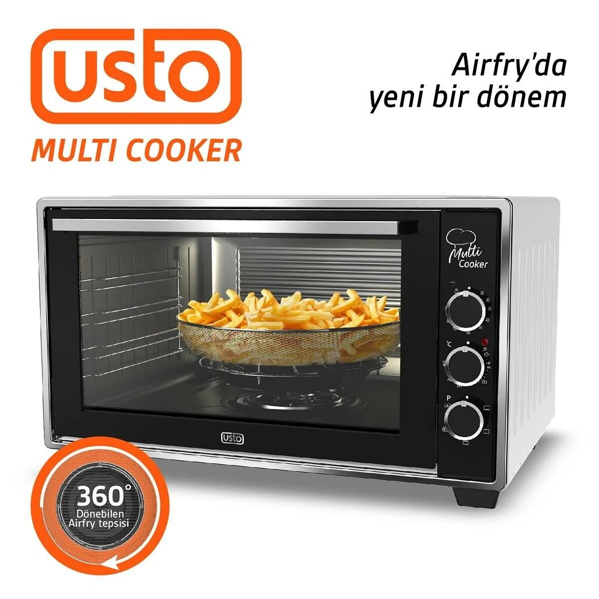 Usto 2105 Airfryer Özellikli 50LT Multi Cooker Midi Fırın Beyaz