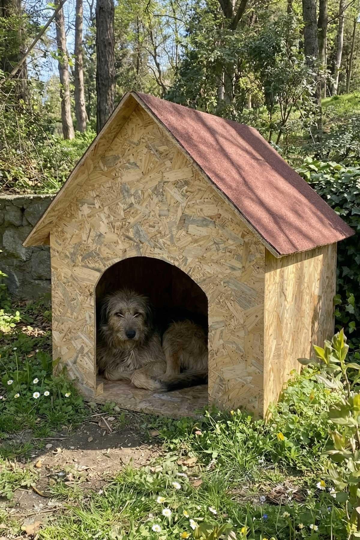 Melada Köpek Kulübesi Büyük Boy OSB XL Kırmızı Çatılı100x100x78 cm MLD0DOG07