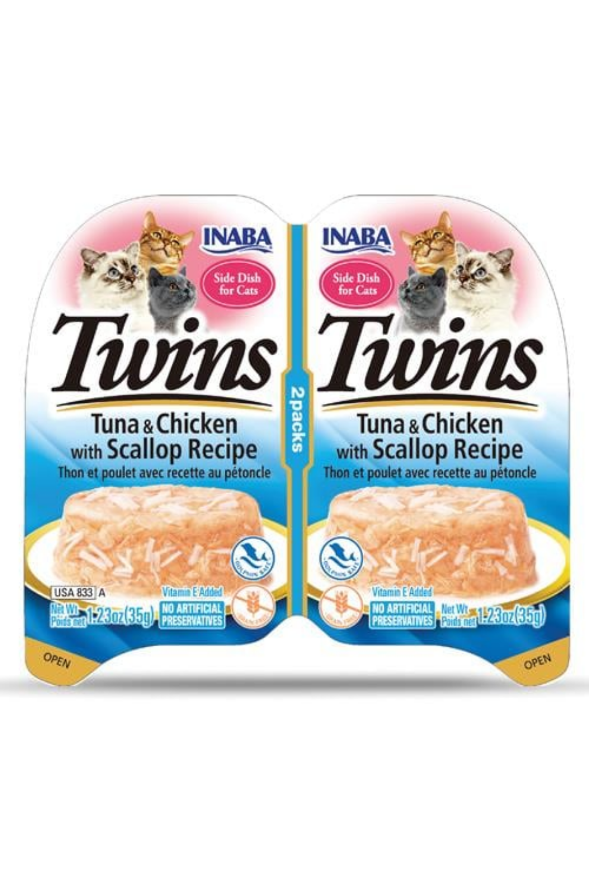 Inaba Twins Ton Balıklı, Deniz Taraklı ve Tavuklu Kedi Ödül Jölesi 2 x 35 Gr