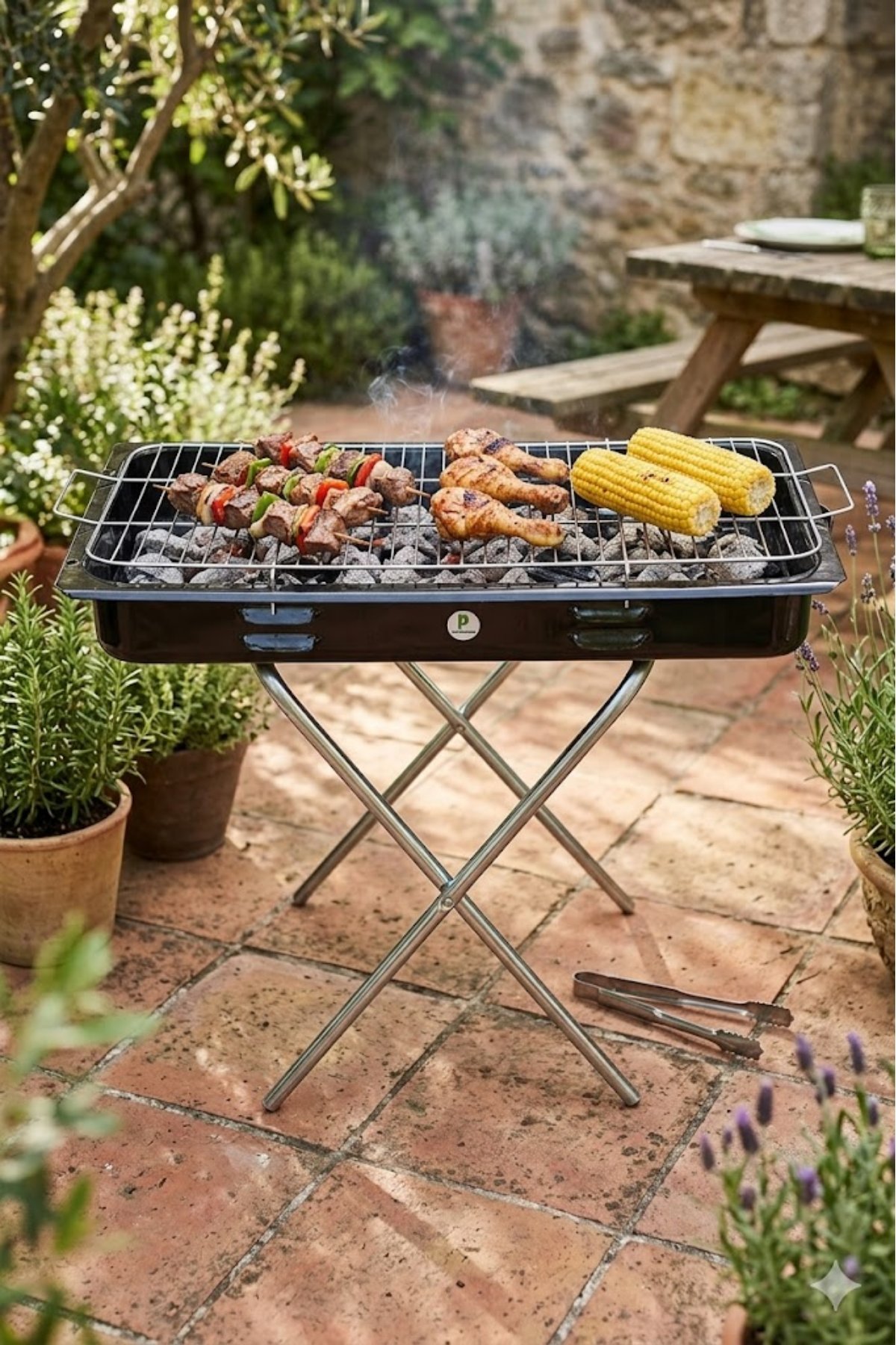  Pratik Outdoor Portatif Katlanır Ayaklı Emaye Çantalı Mangal 62x35 cm