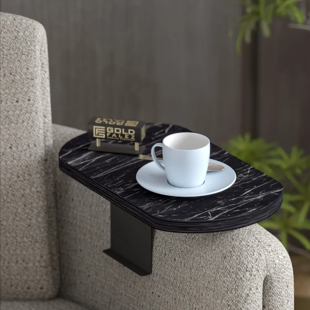 Gold Falez Dekoratif Yan Sehpa Oval Bendir