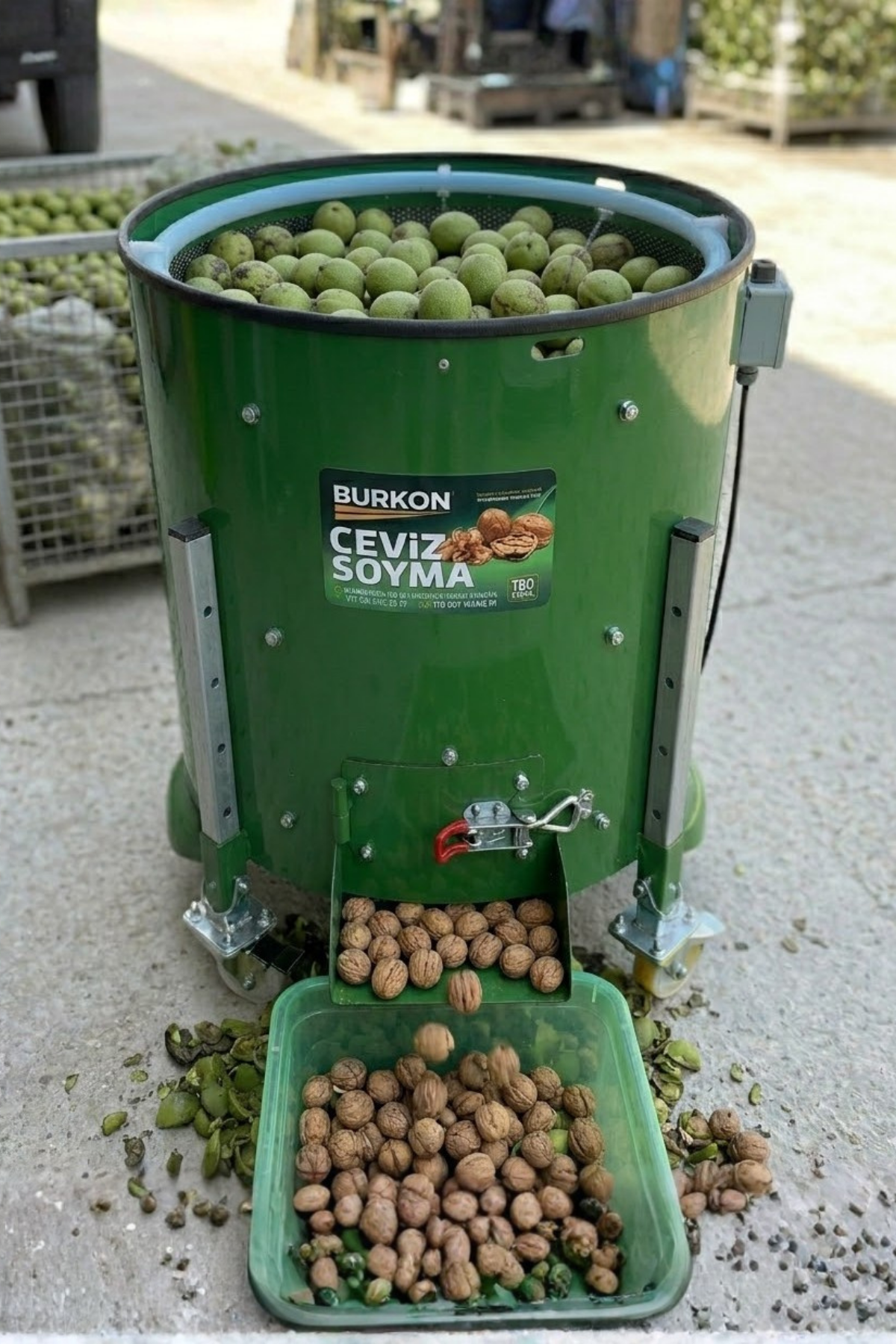 Burkon 190 Litre Rendeli Sabit Devirli Ceviz Soyma Makinesi