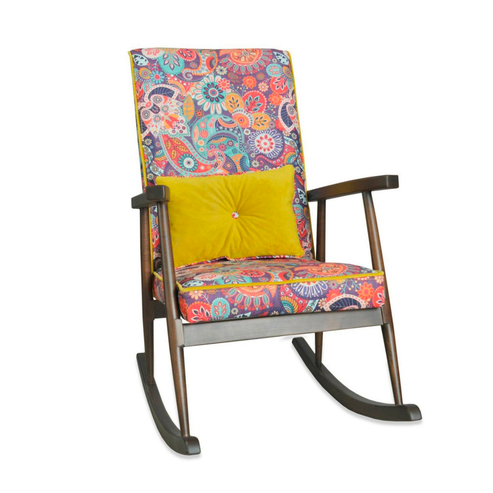 Asedia Trend Ceviz Retro Döşemeli Sallanan Sandalye Dinlenme Emzirme Baba Tv Okuma Koltuğu Berjer