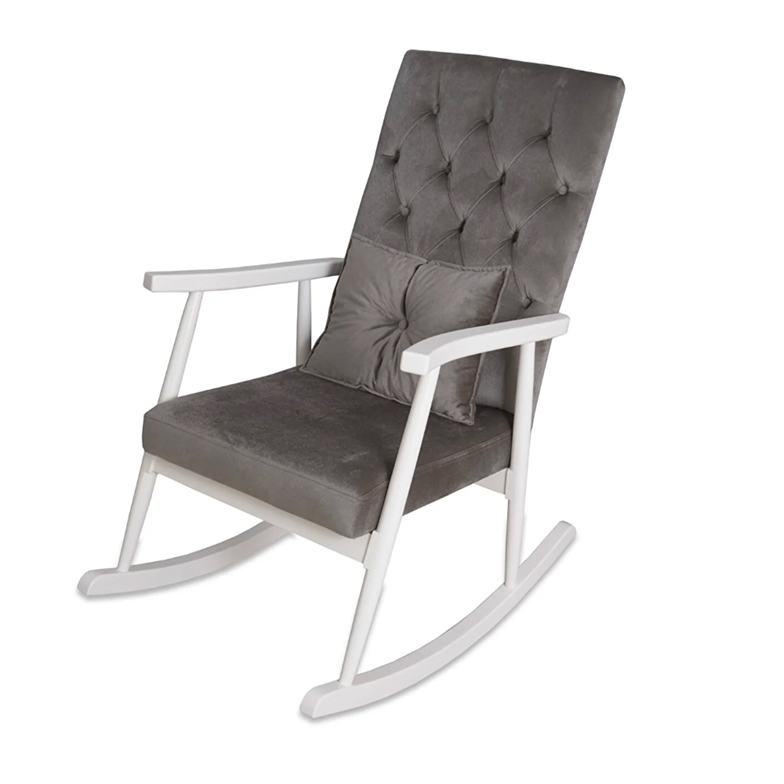 Asedia Trend Gri Kapitoneli Sallanan Sandalye Dinlenme Emzirme Baba Tv Okuma Koltuğu Berjer TKKADİFE