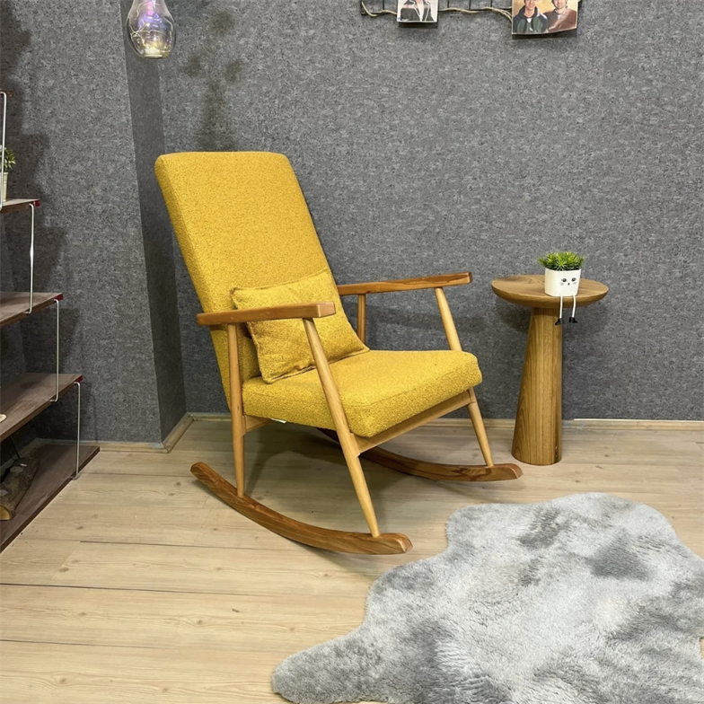 Asedia Trend Naturel Teddy Sarı Döşemeli Sallanan Sandalye Dinlenme Emzirme Baba Tv Okuma Koltuğu Berjer