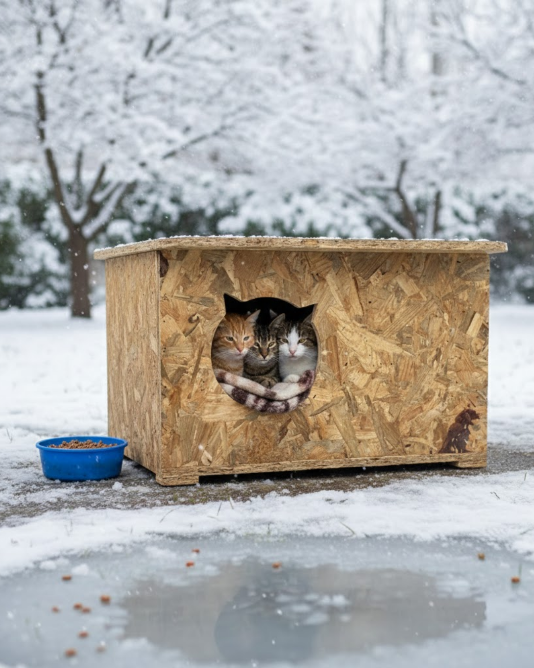 Melada Kedi Evi Dış Ortam Uygun Ahşap Kedi Evi OSB 50x45x34 cm MLD0CAT13