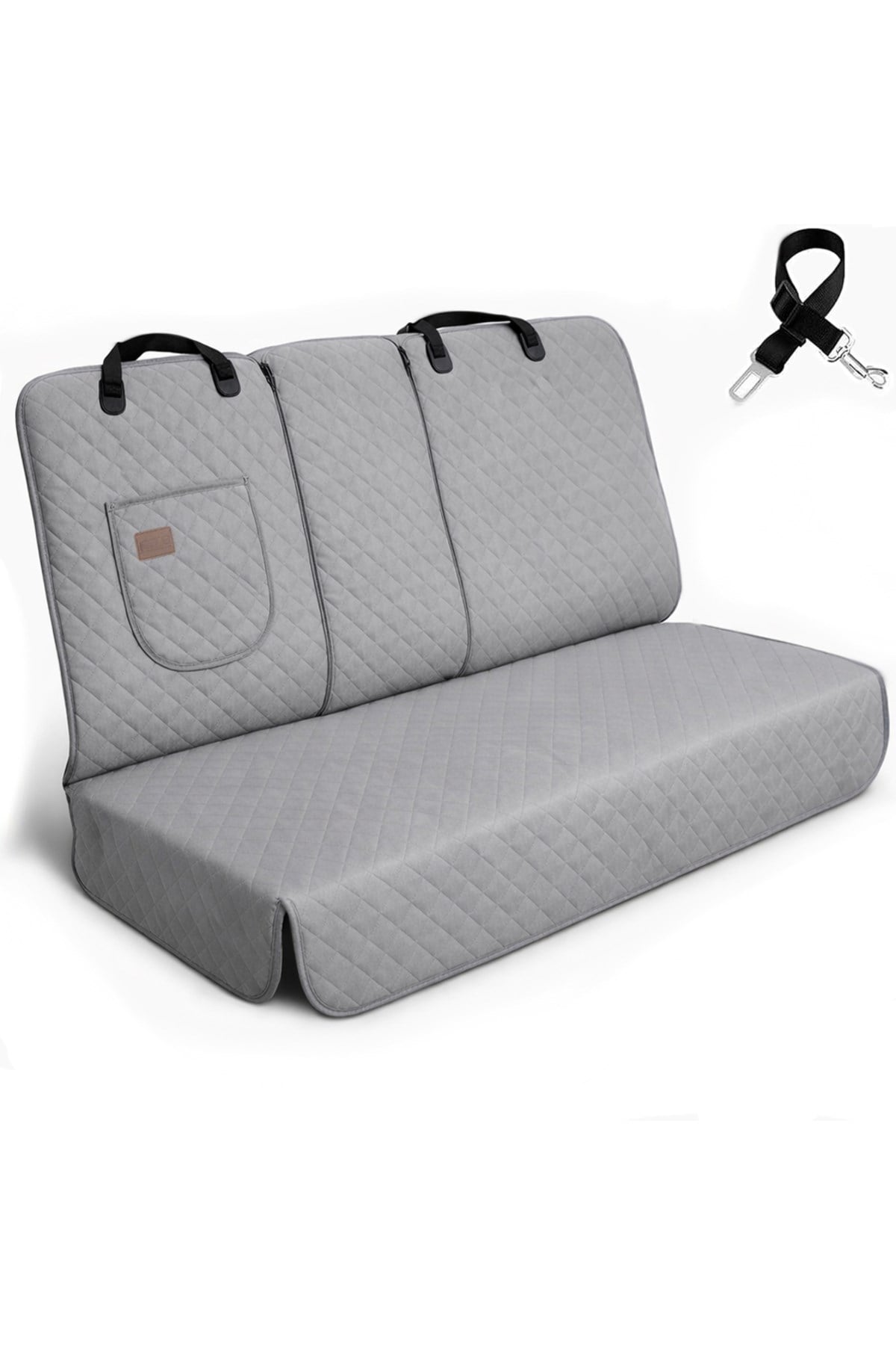 Haegs Araç Arka Koltuk Kılıfı - Evcil Hayvan Oto Köpek Koltuk Koruma Örtüsü, Fermuarlı, Konsol Bölmeli, Kaymaz, Ağır Hizmet Tipi, Su Geçirmez Koltuk Koruyucu Kılıf, Large:145cm Gri