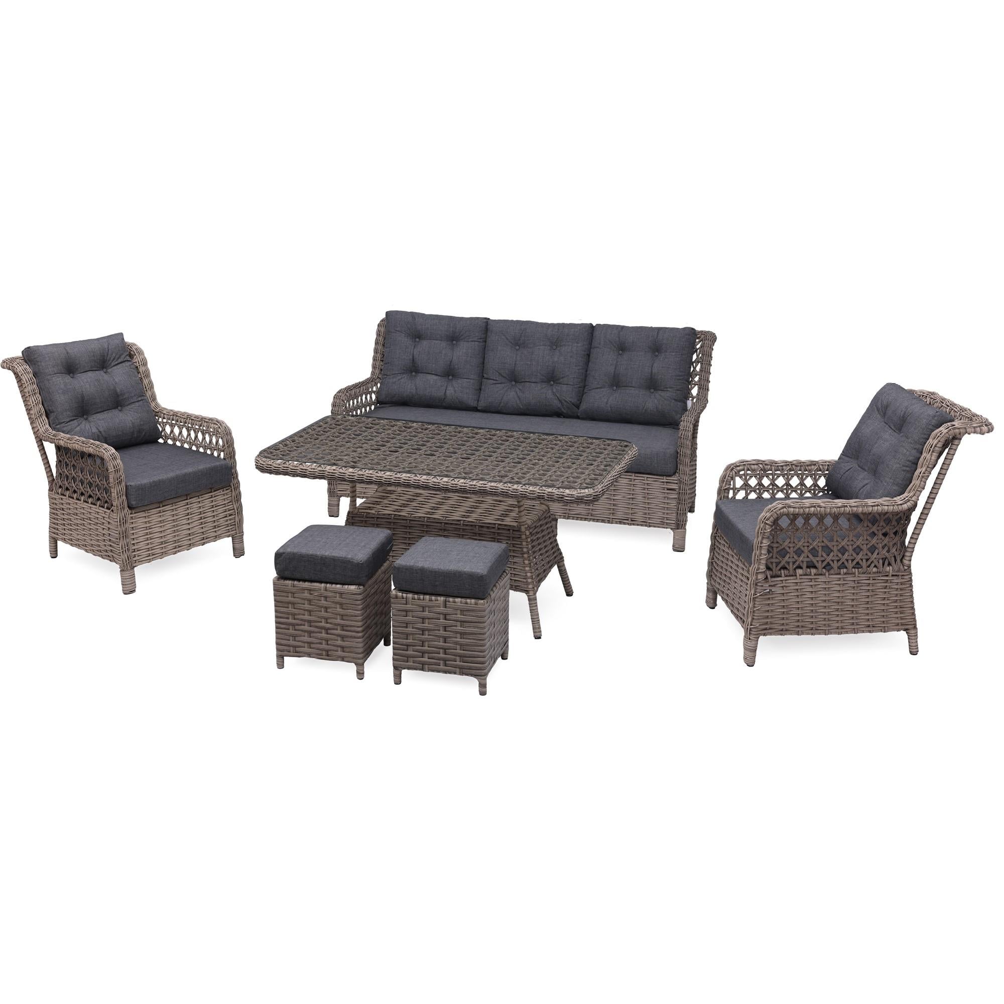 Grassgarden Açelya 3+1+1 Masa Alüminyum Üzeri Örgü Rattan Bahçe Balkon Mobilyası
