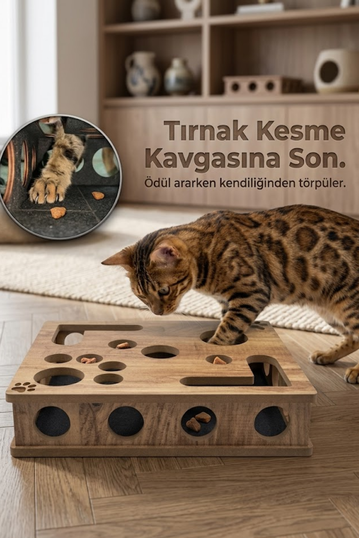 Reyo Pet KediKür Kedi Tırmalama ve Oyun Kutusu – Tırnak Törpüleyici İnteraktif Kedi Oyuncağı