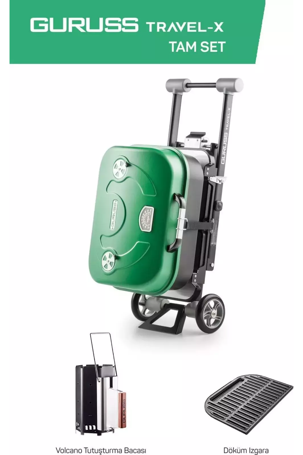 Guruss Travel-x Taşınabilir Mangal Tam Set Yeşil