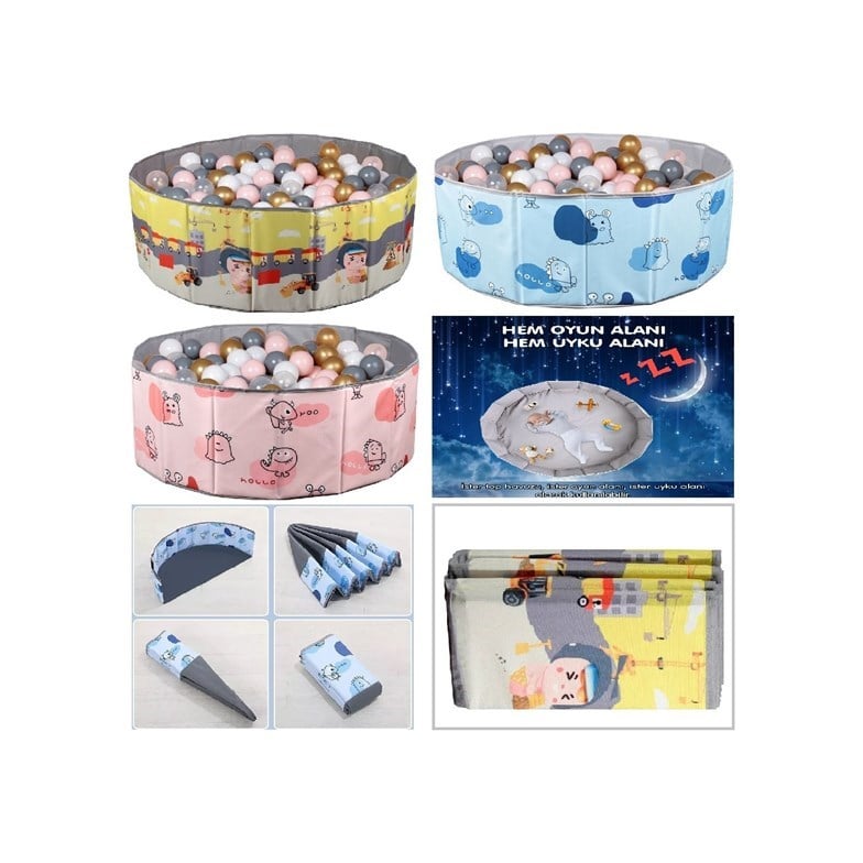 Baby Marine Katlanabilir Top Havuzu - Oyun Alanı – 150 Adet 5 Renk Top Hediye