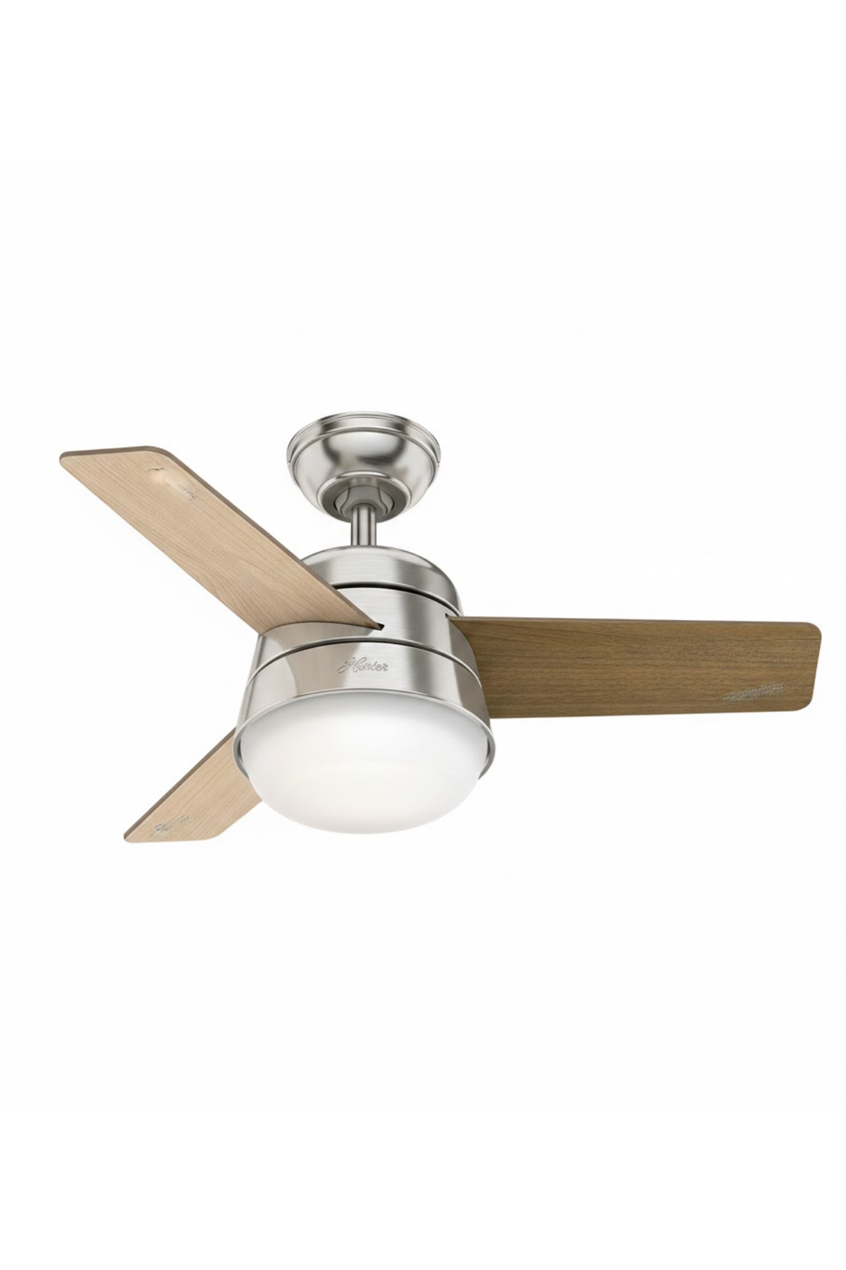 Hunter Finley Fırçalanmış Nikel 92 Cm Aydınlatmalı Duvar Kumandalı Tavan Vantilatörü